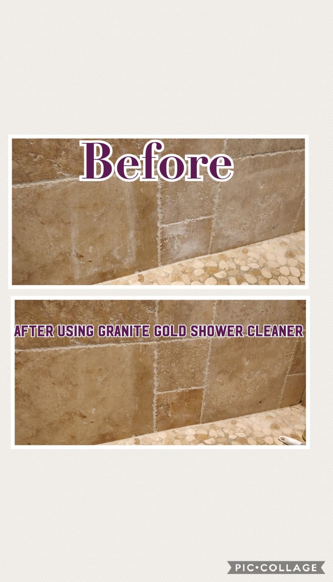 Granite Gold Shower Cleaner Spray for Quartz, Granite, Marble, Ceramic, and Other Stone Tub Surfaces, Made in the USA, 24 Ounces, Gold Customer Review Granite Gold Shower Cleaner Spray for Quartz, Granite, Marble, Ceramic, and Other Stone Tub Surfaces, Made in the USA, 24 Ounces, Gold - Customer Photo 3