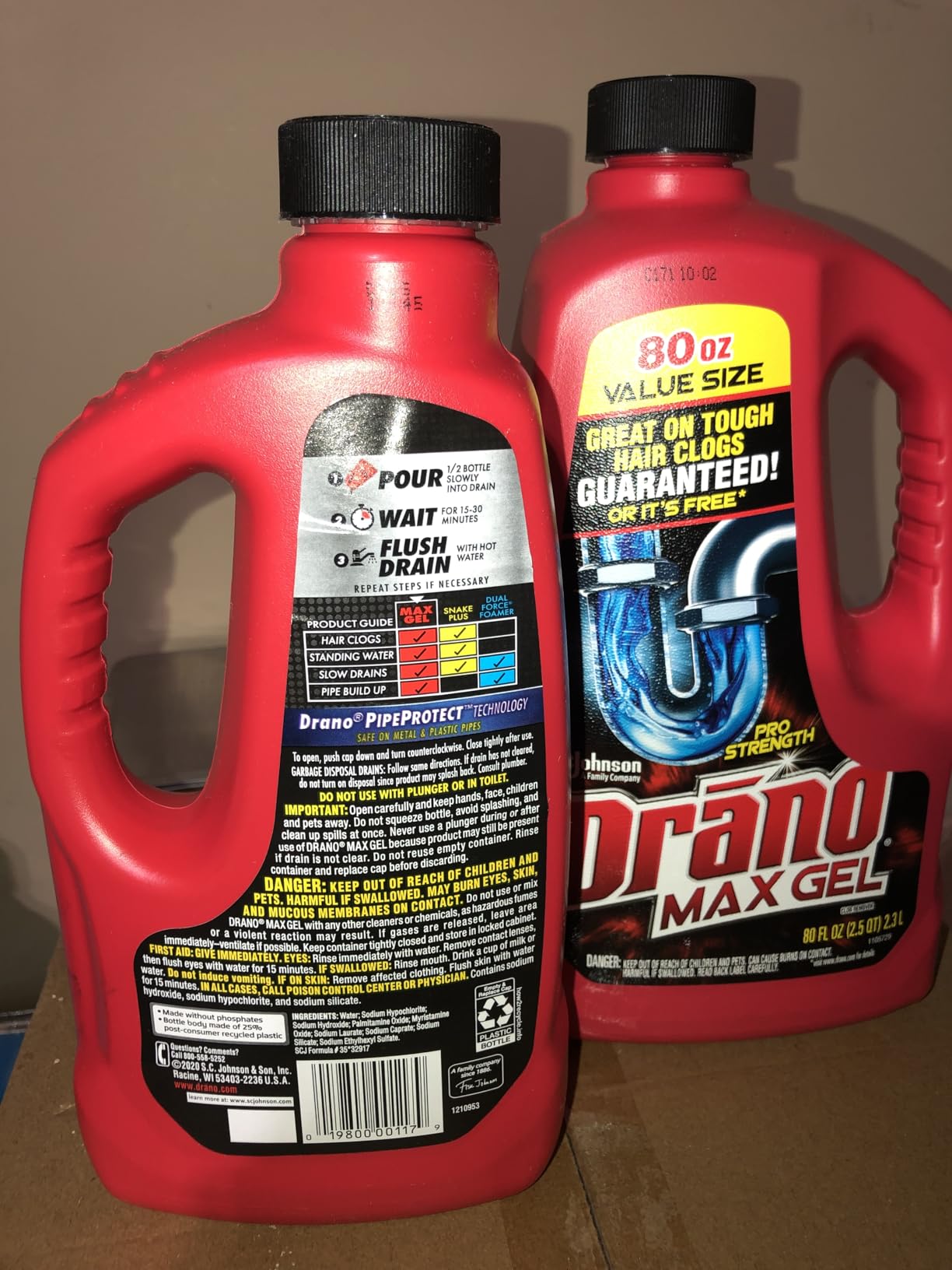 Drano Max Gel Drain Clog Remover and Cleaner for Shower or Sink Drains, Unclogs and Removes Hair, Soap Scum and Blockages, 80 Oz - Customer Photo 1