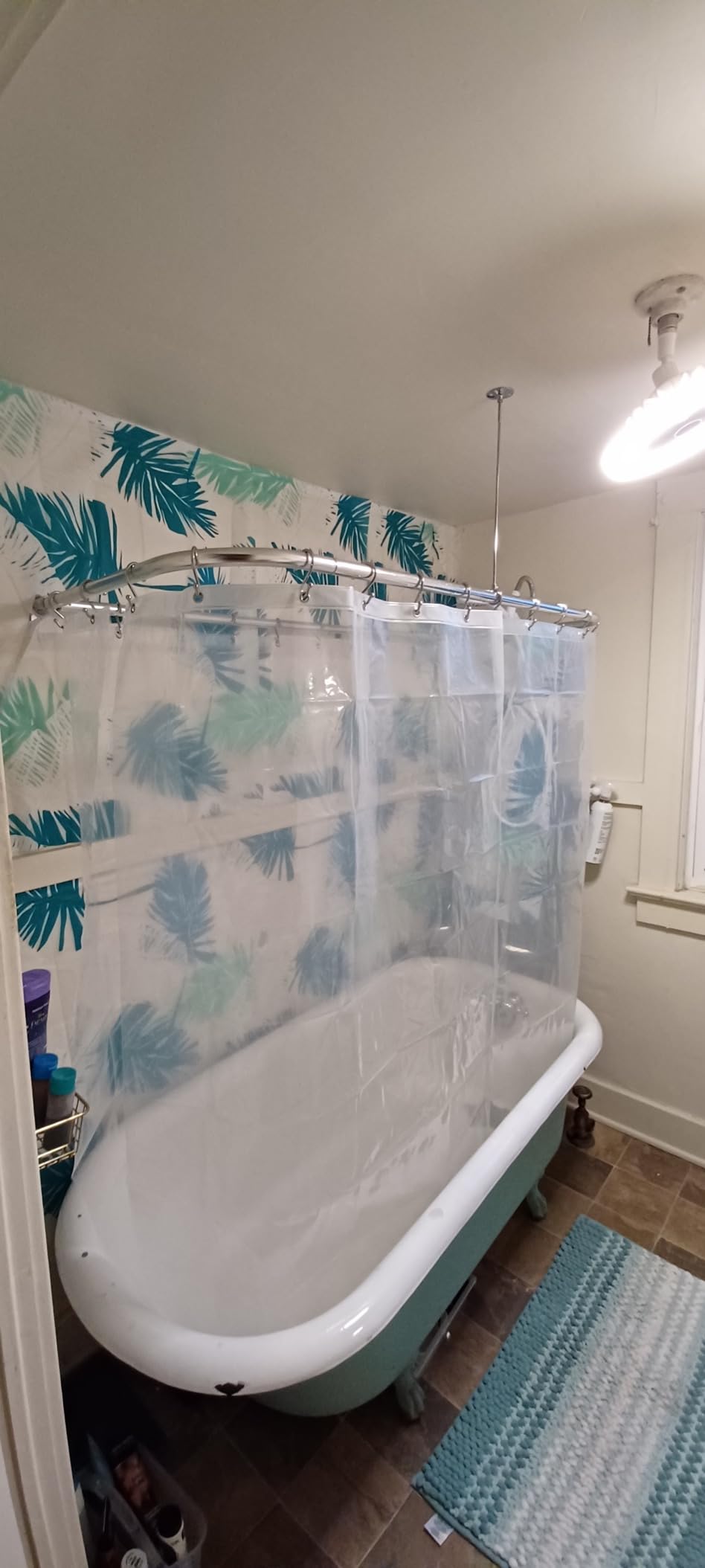 R2200A Clawfoot Tub Shower Faucet and Rectangular Combo Set - 3 ⅜-Inch Center-Diverter Faucet in Chrome - ¾ R2200A Clawfoot Tub Shower Faucet and Rectangular Combo Set - 3 ⅜-Inch Center-Diverter Faucet in Chrome - ¾