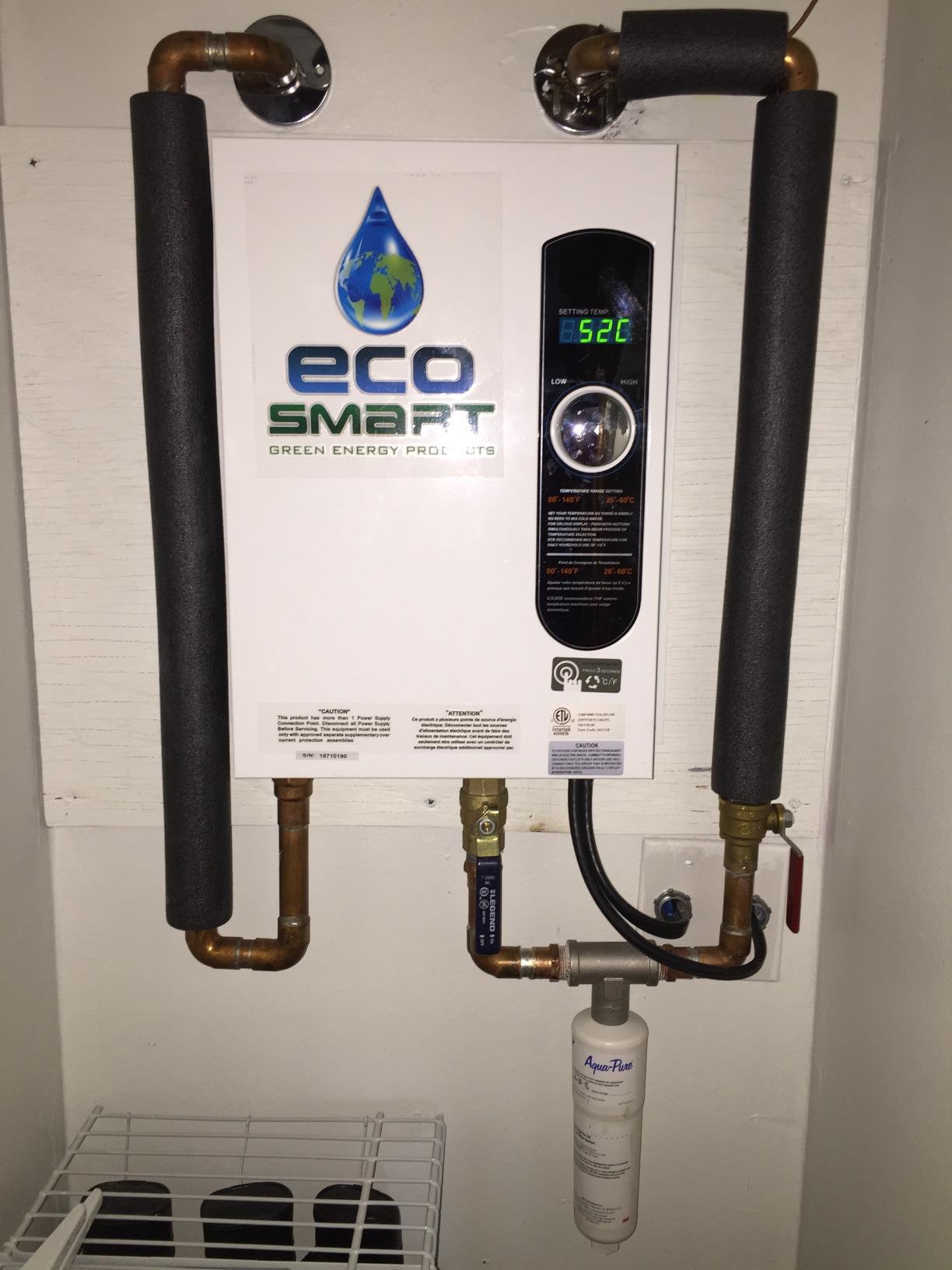 EcoSmart ECO 18 Electric Tankless Water Heater, 18 KW at 240 Volts with Patented Self Modulating Technology , 17 x 14 x 3.5, White - Customer Photo 1