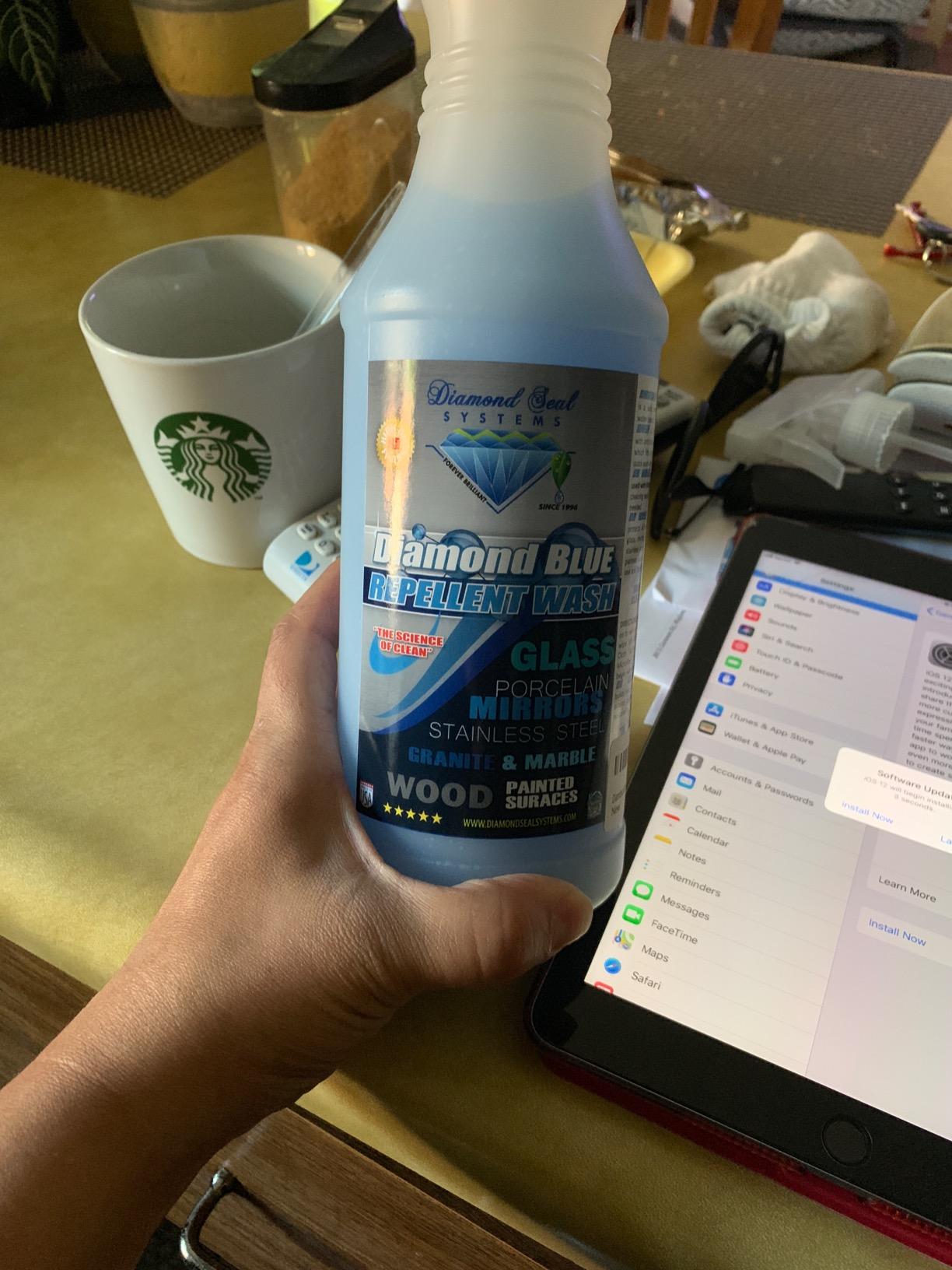 Made in the USA. Diamond Blue Repellent Wash Multi Surface. Cleans,Shine Best Cleaner for Glass, Granite, Countertops Wood & Stainless Steel. Direct from the Manufacturer 32oz Easy to use spray bottle - Customer Photo 1
