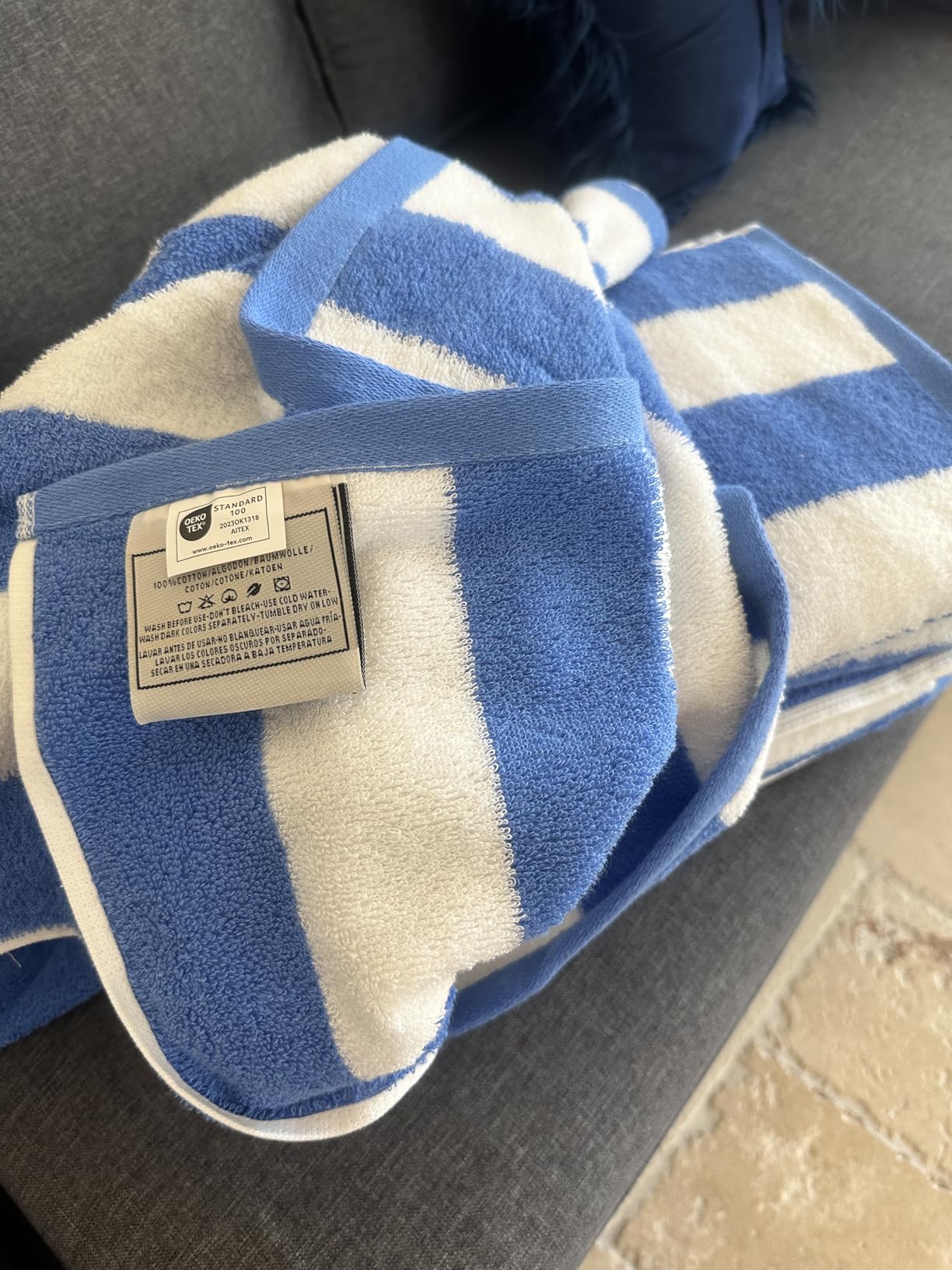 Utopia Towels 4 Pack Cabana Stripe Beach Towel, 30 by 60 Inches, Oversized 100% Ringspun Cotton Pool Towels, Highly Absorbent Bath Towels for Beach Customer Review Utopia Towels 4 Pack Cabana Stripe Beach Towel, 30 by 60 Inches, Oversized 100% Ringspun Cotton Pool Towels, Highly Absorbent Bath Towels for Beach - Customer Photo 2