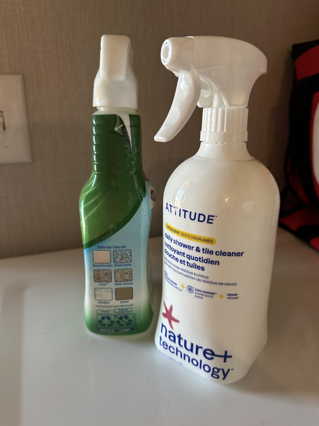 ATTITUDE Shower & Tile Cleaner, EWG Verified, Plant-Based & Vegan Bathroom Spray, Removes Soap Scum & Grime, Citrus Zest Scent, 27.1 Fl Oz Customer Review ATTITUDE Shower & Tile Cleaner, EWG Verified, Plant-Based & Vegan Bathroom Spray, Removes Soap Scum & Grime, Citrus Zest Scent, 27.1 Fl Oz - Customer Photo 5