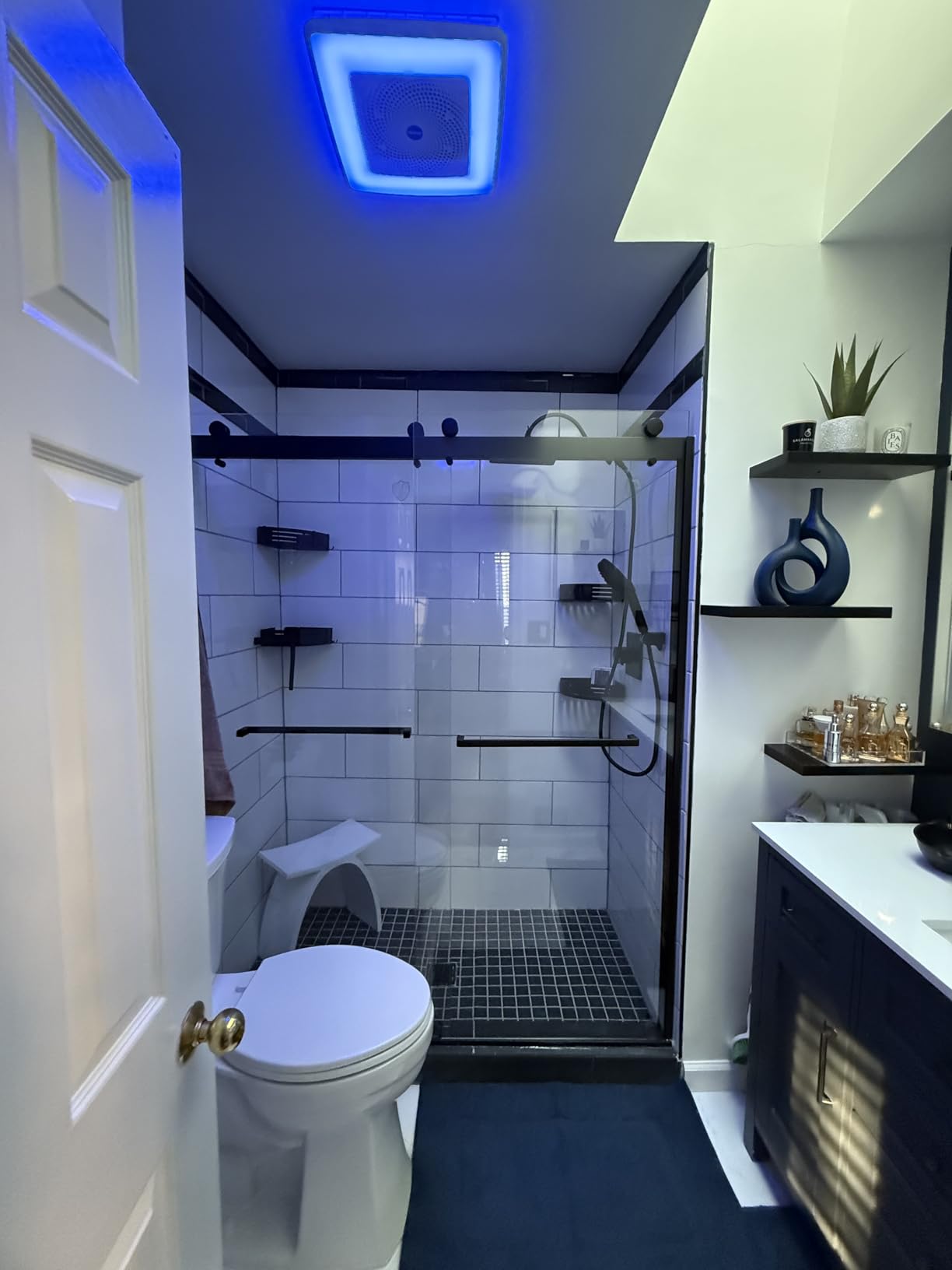 Broan-NuTone ChromaComfort Bathroom Exhaust Fan with Bluetooth Speaker, Powerful 110CFM/1.5 Sones, 24-color LED Light, SPK110RGBL, Wall Switch - Customer Photo 1