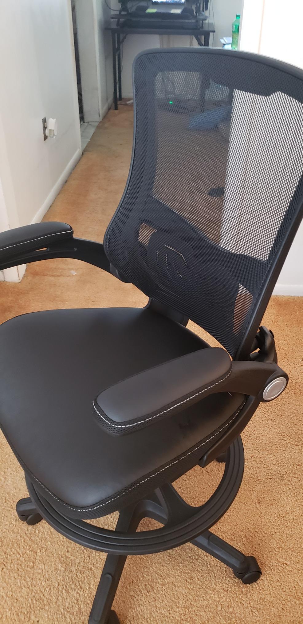 Drafting Chair Ergonomic Tall Office Chair Standing Desk Chair with Flip Up Arms Foot Rest Back Support Adjustable Height Mesh Drafting Stool, Black - Customer Photo 2
