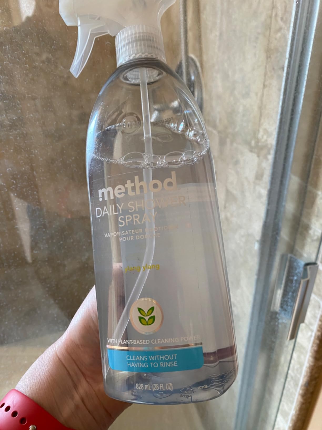Method Daily Shower Cleaner Spray, Ylang Ylang, For Showers, Tile, Fixtures, Glass and Tubs, 28 oz spray bottle (Pack of 1) Customer Review Method Daily Shower Cleaner Spray, Ylang Ylang, For Showers, Tile, Fixtures, Glass and Tubs, 28 oz spray bottle (Pack of 1) - Customer Photo 2