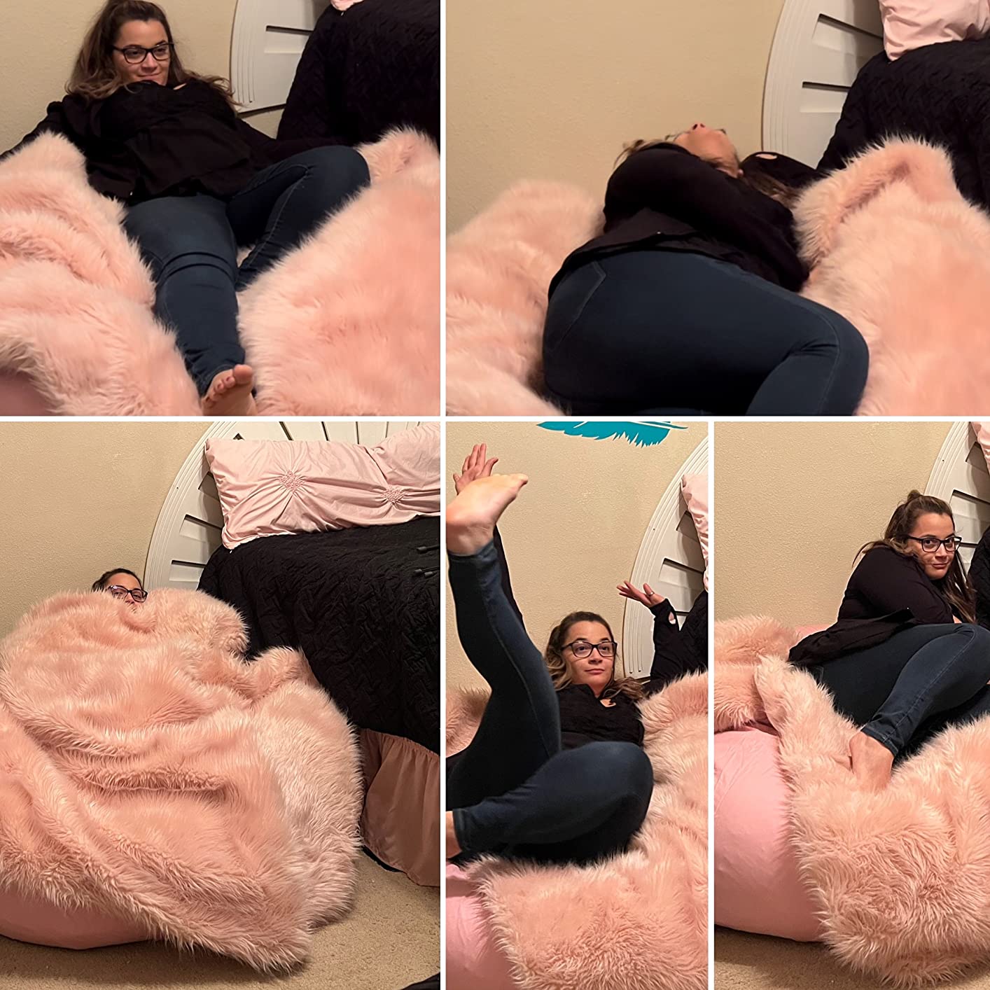 Sofa Sack Bean Bag Chair - Plush, Ultra Soft - Memory Foam Bean Bag Chair with Microsuede Cover - Stuffed Foam Filled Furniture and Accessories for Dorm Room 5 Feet - Black - Customer Photo 1