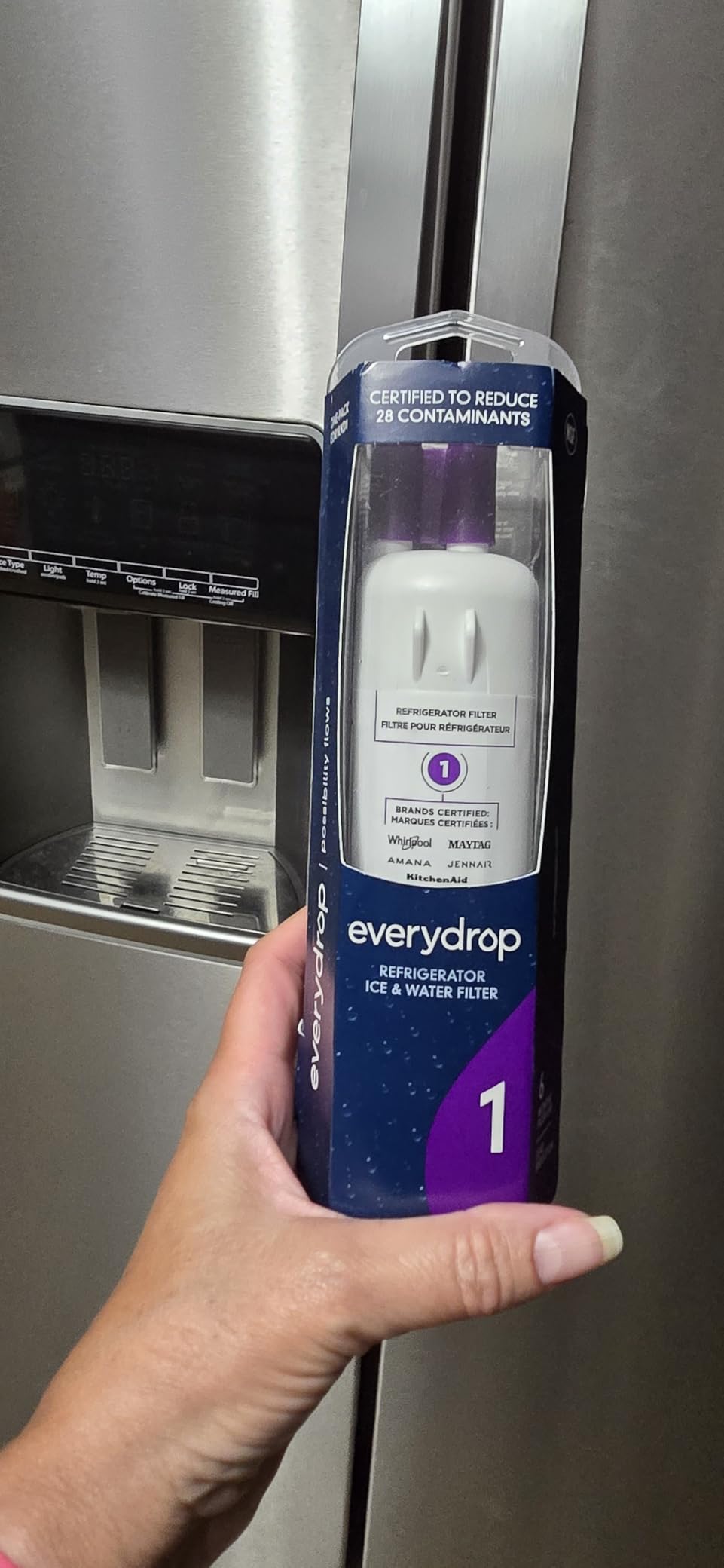 everydrop by Whirlpool Ice and Water Refrigerator Filter 1, EDR1RXD1, Single-Pack, Purple Customer Review everydrop by Whirlpool Ice and Water Refrigerator Filter 1, EDR1RXD1, Single-Pack, Purple - Customer Photo 1
