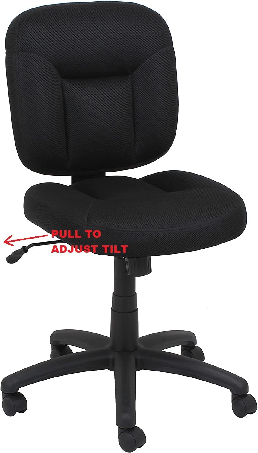 Amazon Basics Low-Back Armless Office Desk Chair with Back Support, Adjustable Height, 360 Degree Swivel, Fabric Upholstery, Rolling Wheels, Black customer photo 2