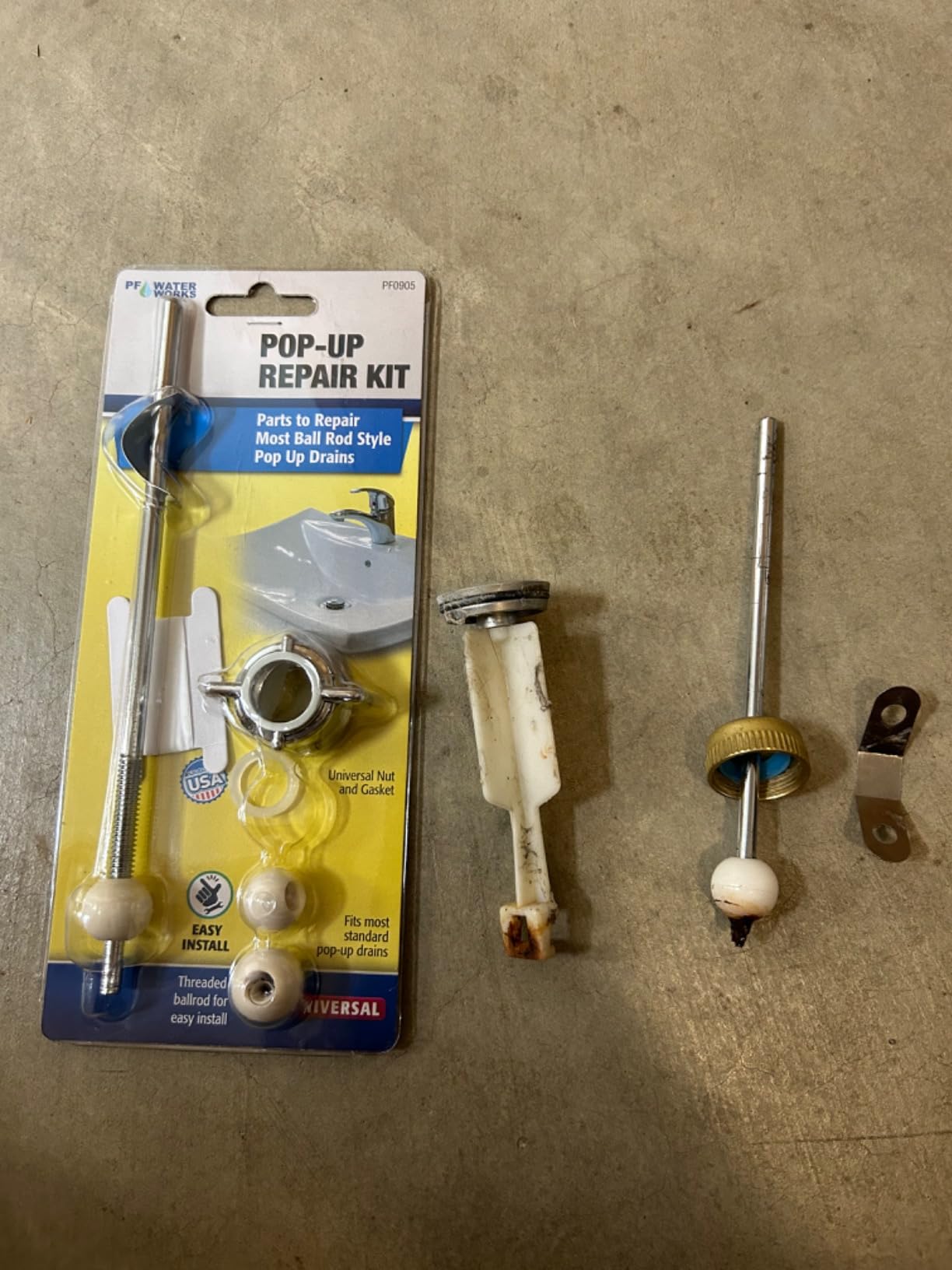 PF WaterWorks PF0905 Universal Lavatory Pop-Up Drain Ball Rod/Center Pivot Rod Replacement Kit - Threaded Adjustable Ball Rod + 1 Nuts (Chrome) + 3 Sizes of Balls + ClipChrome1Piece - Customer Photo 1