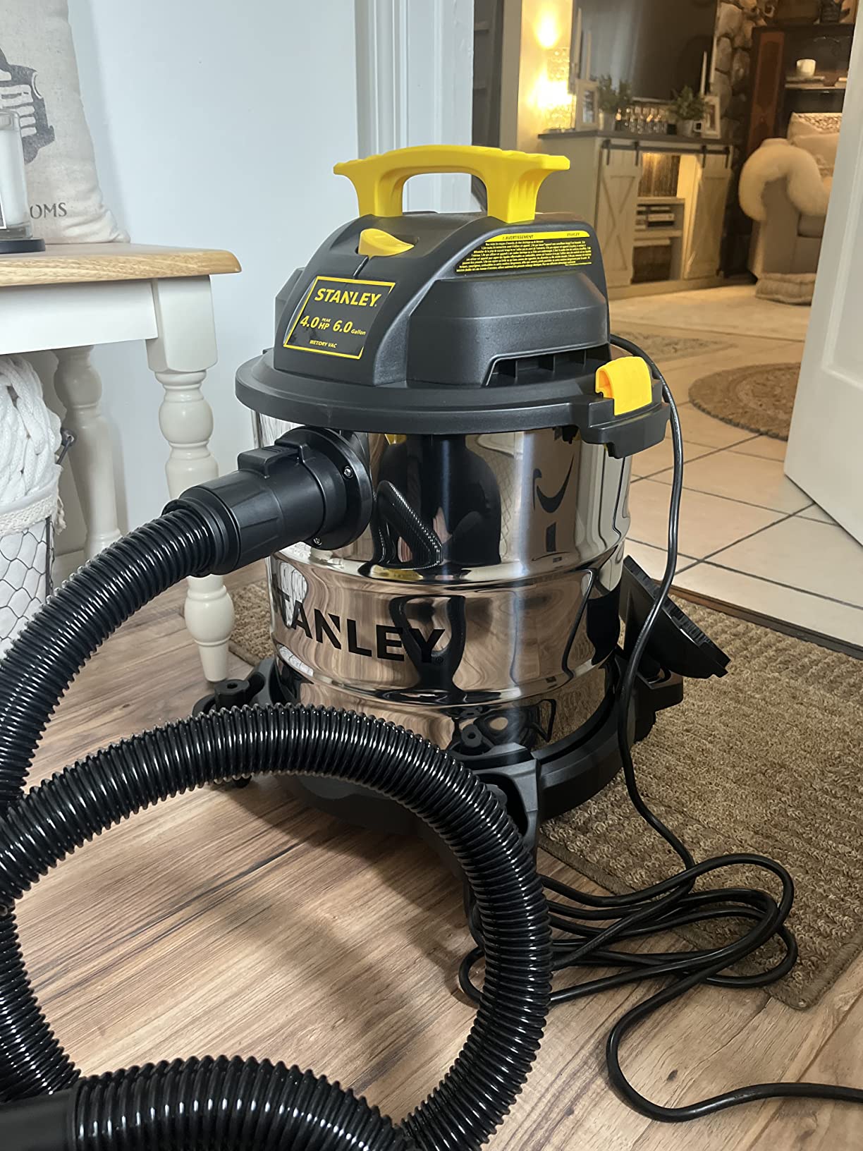 STANLEY SL18116 Wet/Dry Vacuum, 6 Gallon, 4 Horsepower, Stainless Steel Tank, 4.0 HP, Silver+Yellow customer photo 2