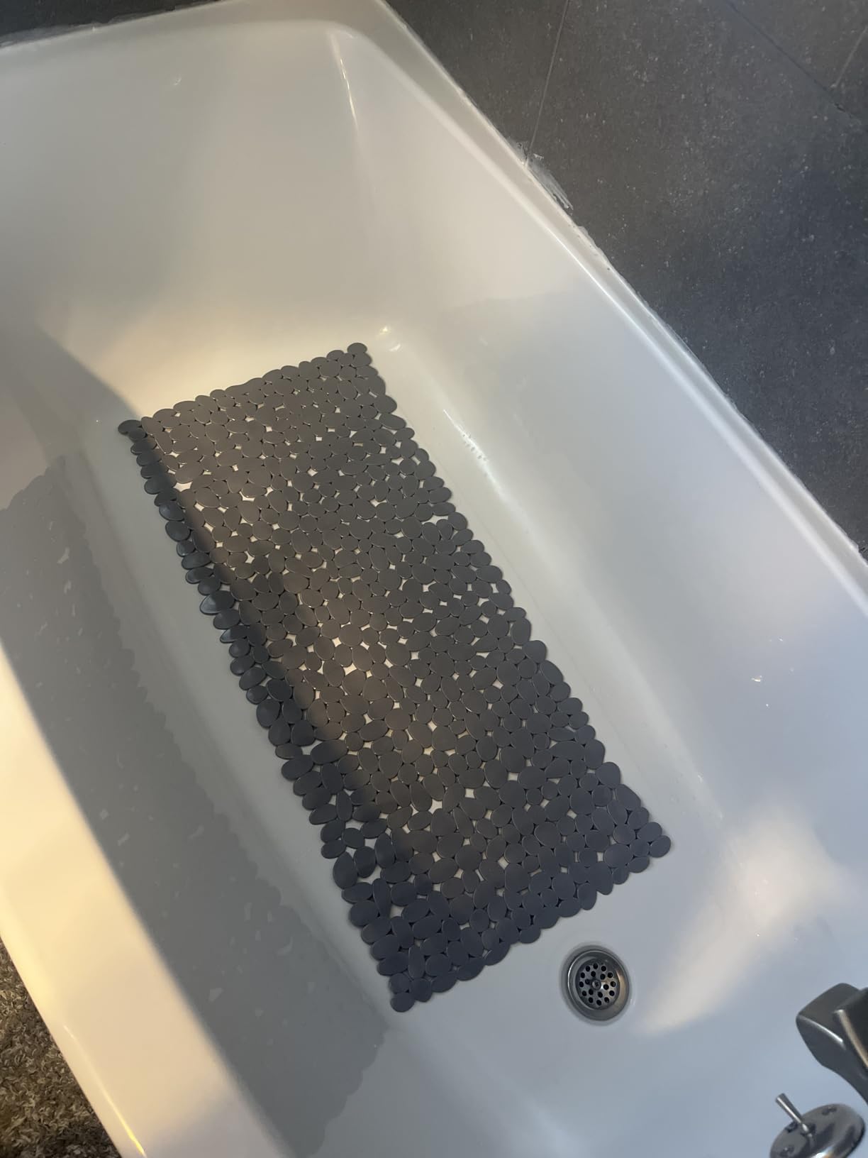 SONGZIMING Non-Slip Pebble Bathtub Mat Black 16 W x 35 L Inches (for Smooth/Non-Textured Tubs Only) Safe Shower Mat with Drain Holes, Suction Cups for Bathroom - Customer Photo 2