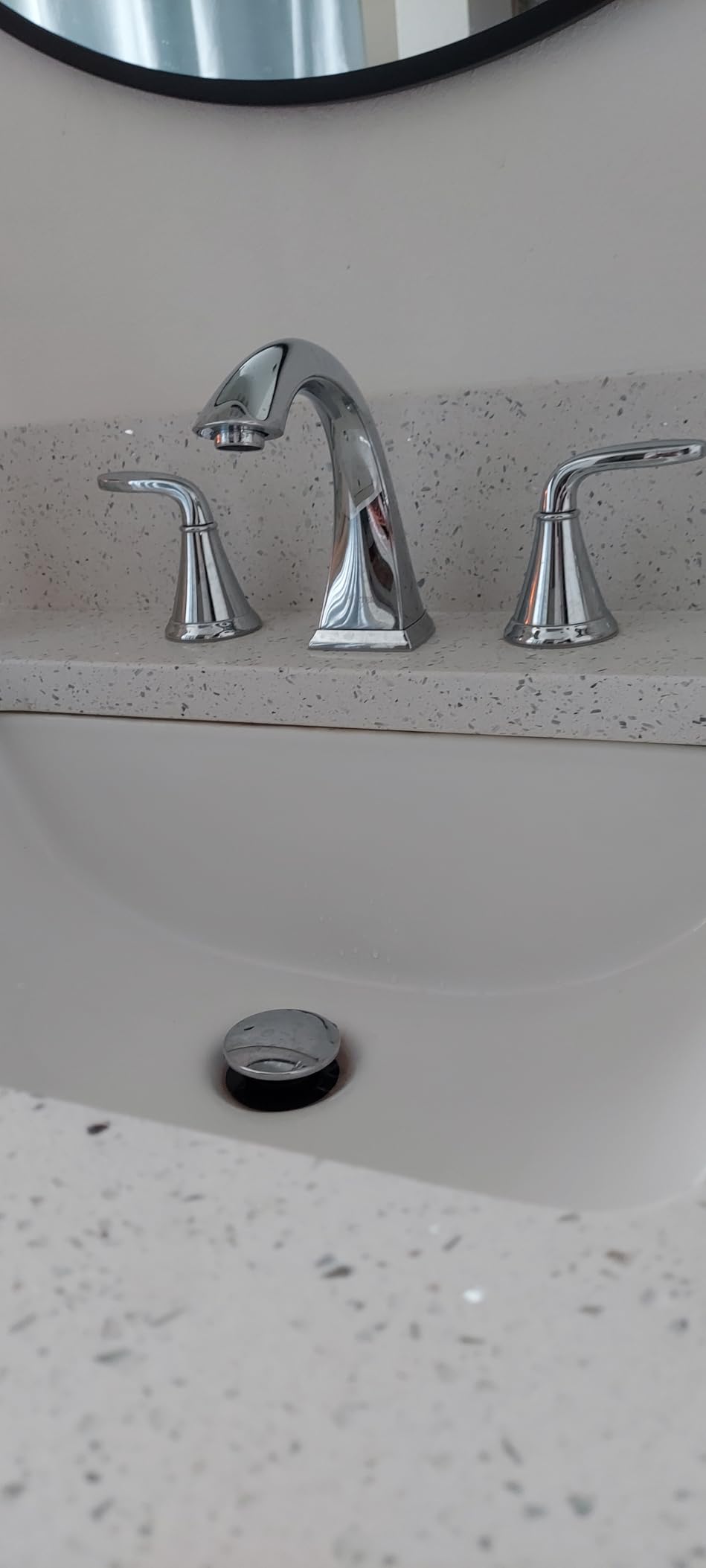 Pfister Pasadena Bathroom Sink Faucet, 8-Inch Widespread, 2-Handle, 3-Hole, Polished Chrome Finish, LF049PDCC Customer Review Pfister Pasadena Bathroom Sink Faucet, 8-Inch Widespread, 2-Handle, 3-Hole, Polished Chrome Finish, LF049PDCC - Customer Photo 2