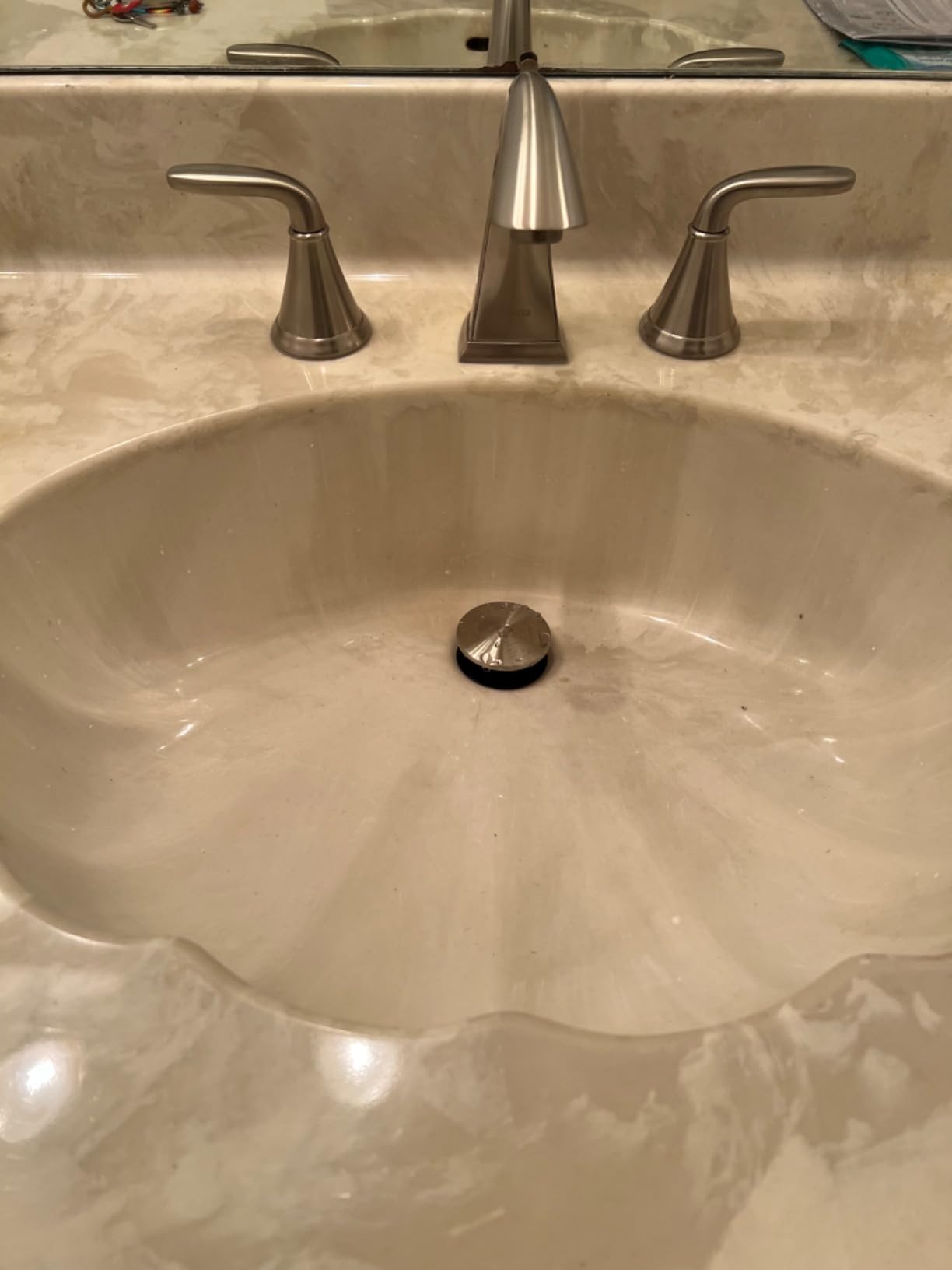 Pfister Pasadena Bathroom Sink Faucet, 8-Inch Widespread, 2-Handle, 3-Hole, Polished Chrome Finish, LF049PDCC Customer Review Pfister Pasadena Bathroom Sink Faucet, 8-Inch Widespread, 2-Handle, 3-Hole, Polished Chrome Finish, LF049PDCC - Customer Photo 4