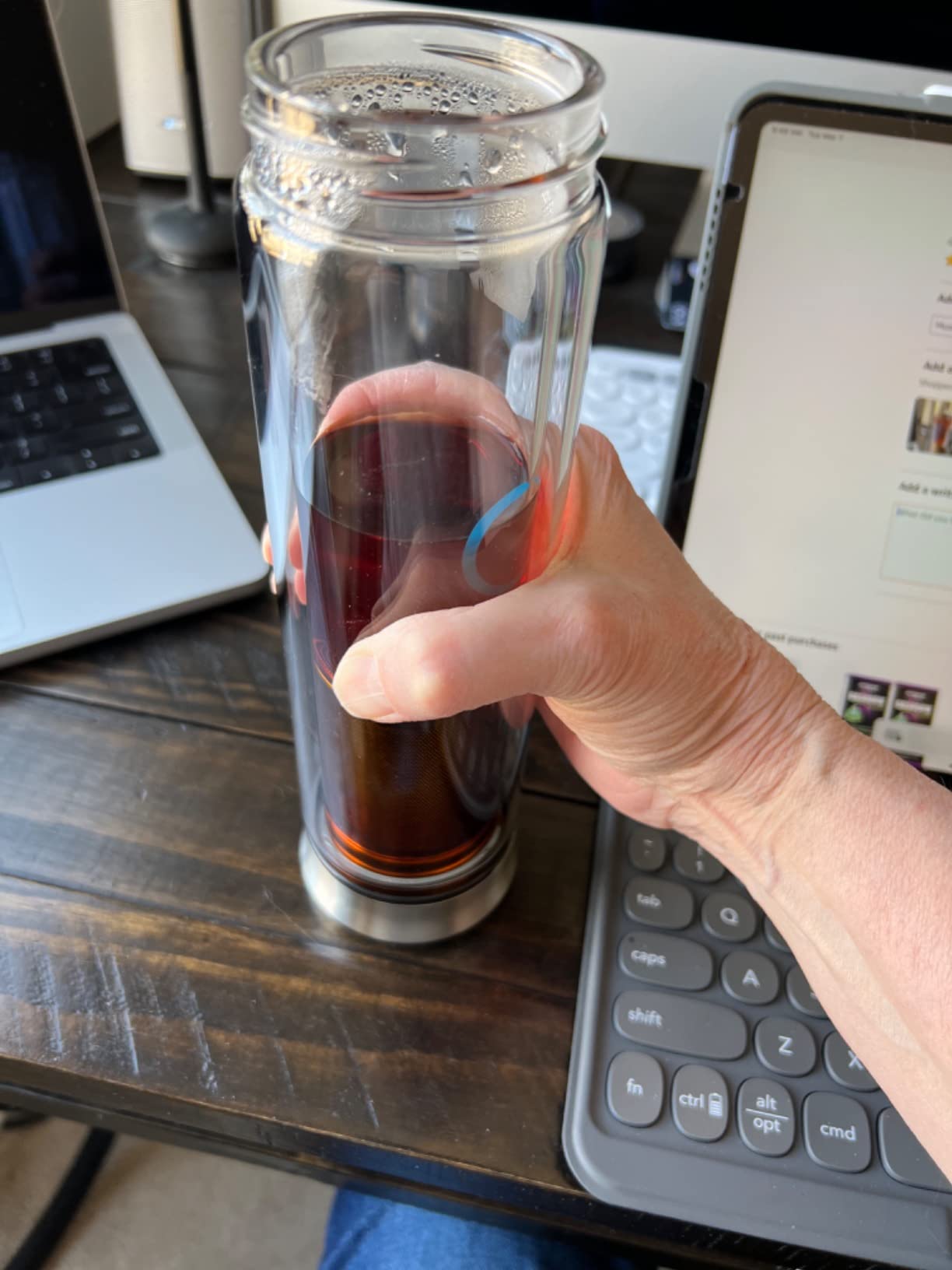 Pure Zen Tea Tumbler with Infuser - Double Wall Glass Travel Mug with Stainless Steel Filter - Leakproof Tea Infuser Bottle for Loose Leaf Infusions and Fruit Infused Water - Unique Gift Set - 13 oz - Customer Photo 1