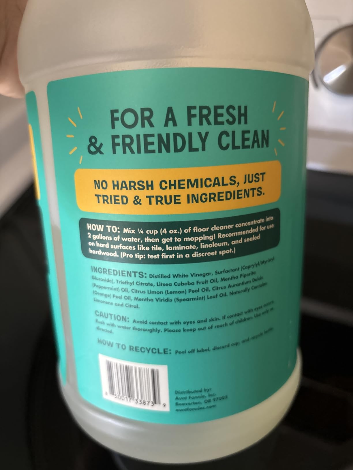 Aunt Fannie's Ultra Concentrated Floor Cleaner Vinegar Wash, Multi-Surface Solution For Mopping, Makes 16 Gallons, Eucalyptus Scent, 32 oz. Customer Review Aunt Fannie's Ultra Concentrated Floor Cleaner Vinegar Wash, Multi-Surface Solution For Mopping, Makes 16 Gallons, Eucalyptus Scent, 32 oz. - Customer Photo 1