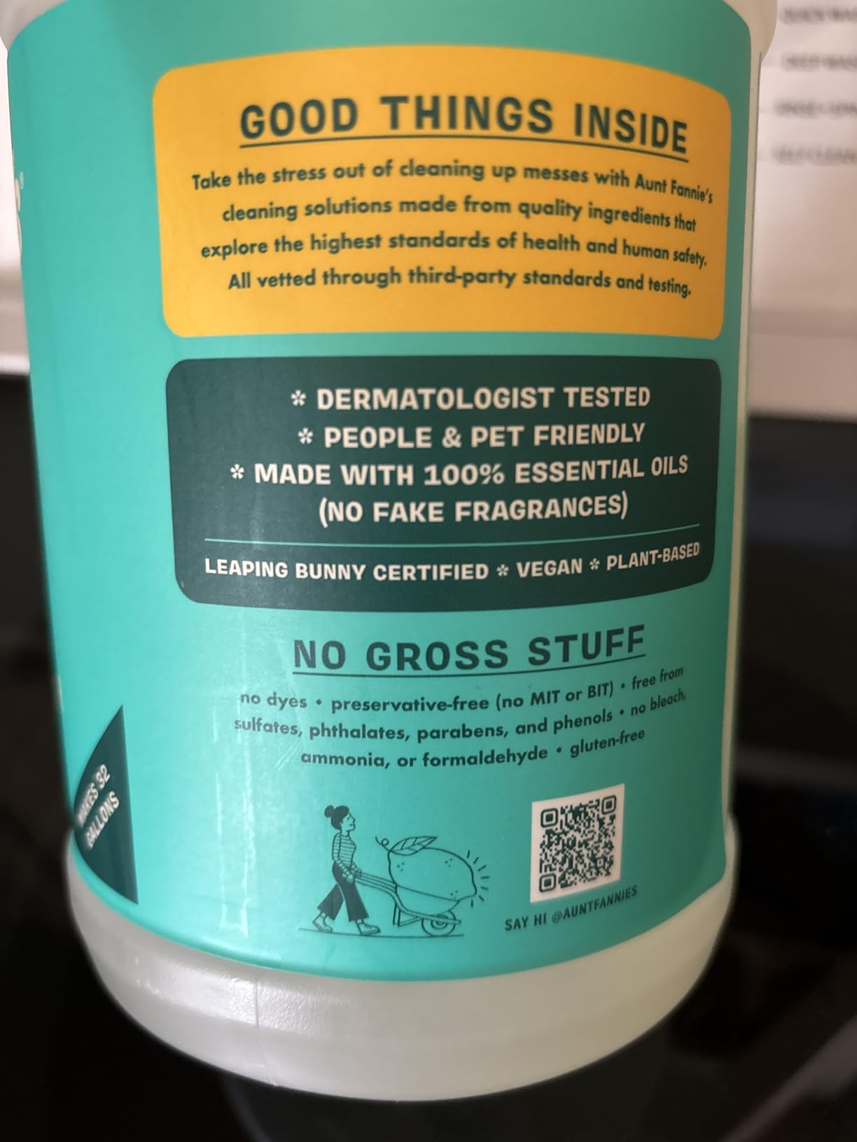 Aunt Fannie's Ultra Concentrated Floor Cleaner Vinegar Wash, Multi-Surface Solution For Mopping, Makes 16 Gallons, Eucalyptus Scent, 32 oz. Customer Review Aunt Fannie's Ultra Concentrated Floor Cleaner Vinegar Wash, Multi-Surface Solution For Mopping, Makes 16 Gallons, Eucalyptus Scent, 32 oz. - Customer Photo 2