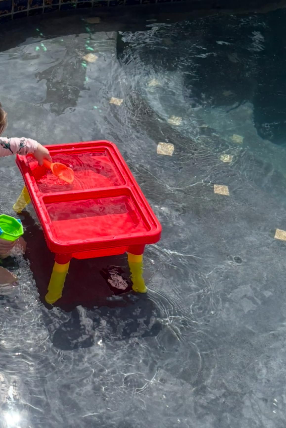 Toddler Sensory Kids Table with Lid | Sensory Bin | Kidoozie | Mega Block Compatible Lid | Indoor Outdoor Use , Red, G02521 17 x 12.5 x 11 inches - Customer Photo 1