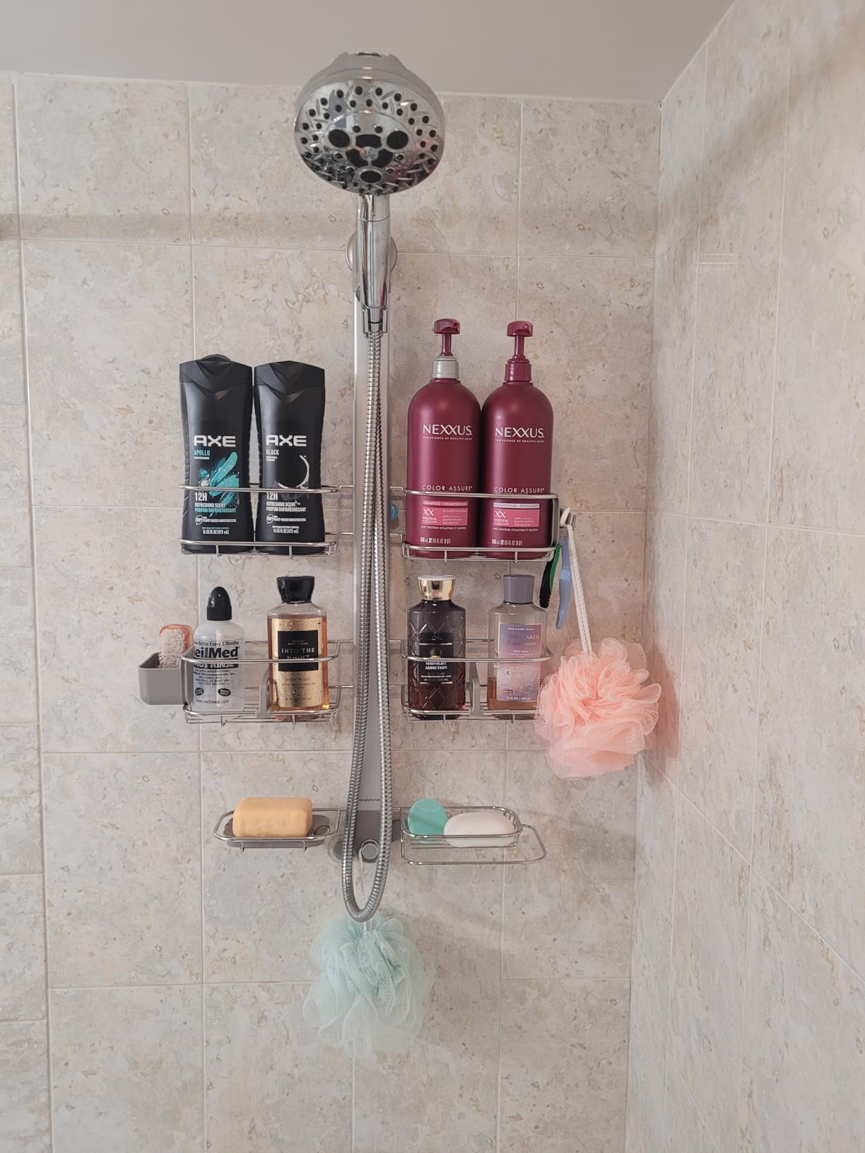 simplehuman Adjustable and Extendable Shower Caddy XL, Stainless Steel and Anodized Aluminum - Customer Photo 1