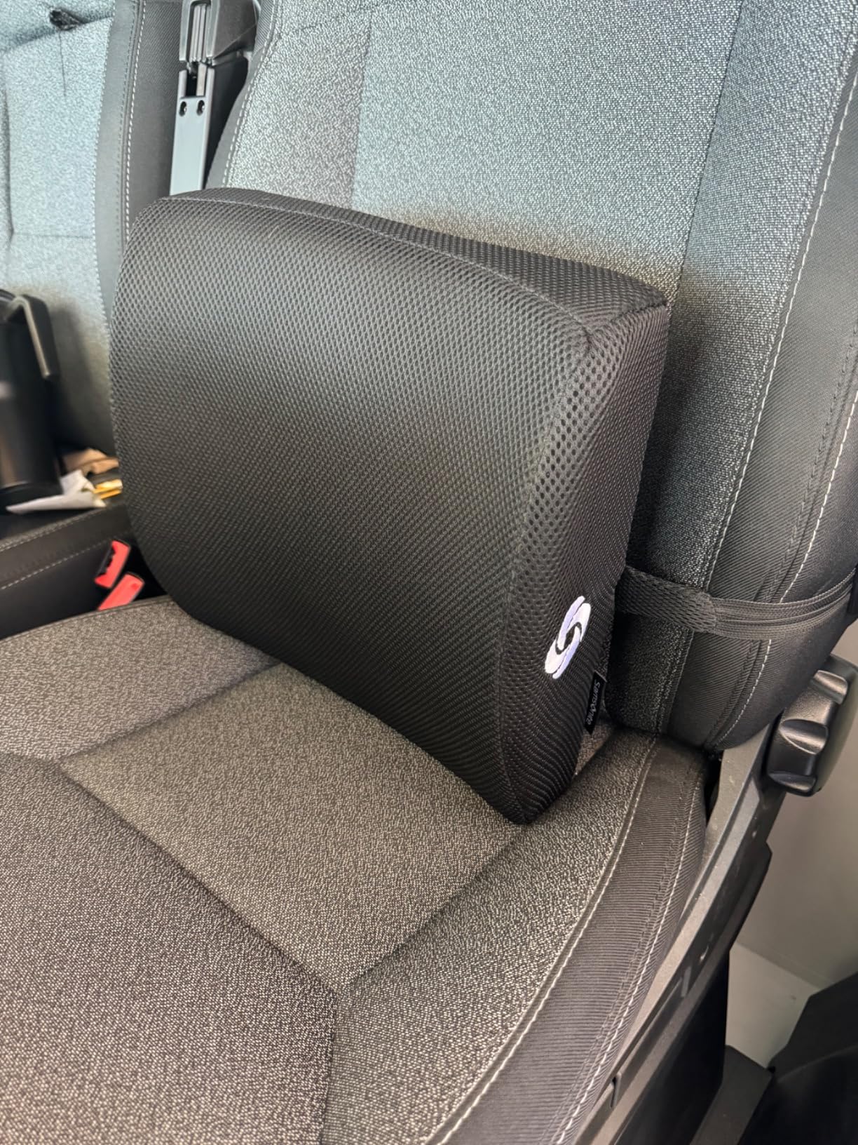 Samsonite Ergonomic Lumbar Support Pillow for Office Chair, Gaming Chair, or Car, Memory Foam Cushion with Ventilated Mesh and Adjustable Strap - Customer Photo 3