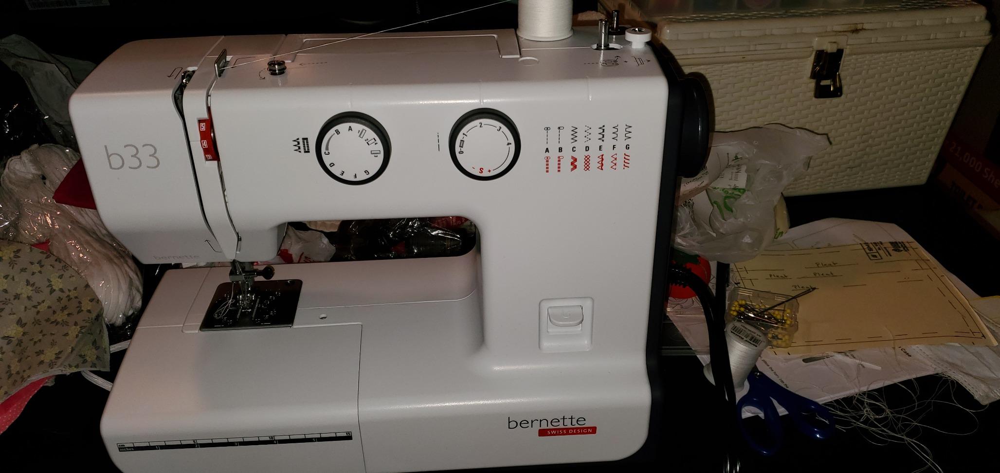 Bernette B33 Swiss Design Sewing Machine | Beginner-Friendly, Includes 15 Stitches, 4-Step Buttonhole, Adjustable Thread Tension, Semi-Automatic Needle Threader, 5 Presser Feet, Bobbins, Accessories - Customer Photo 1