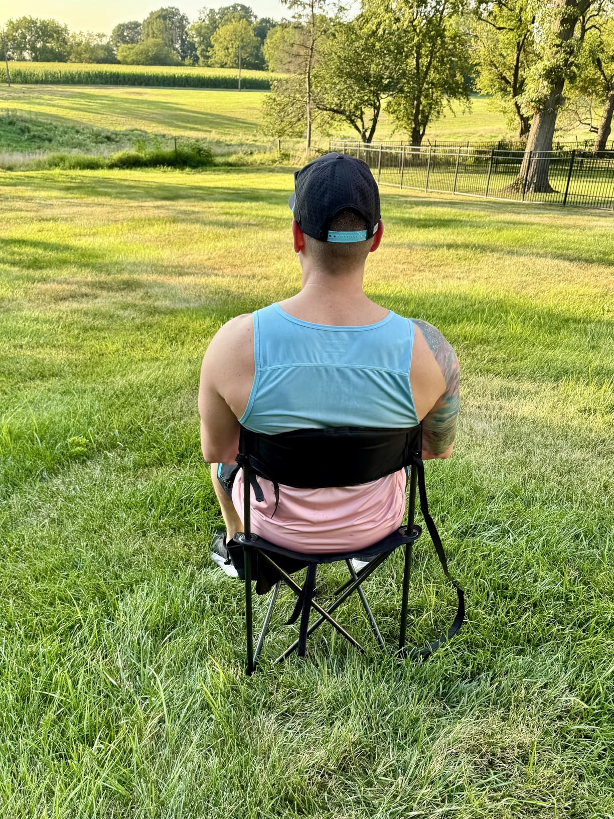 PORTAL Extra Large Quick Folding Tripod Stool with Backrest Fishing Camping Chair with Carry Strap - Customer Photo 1