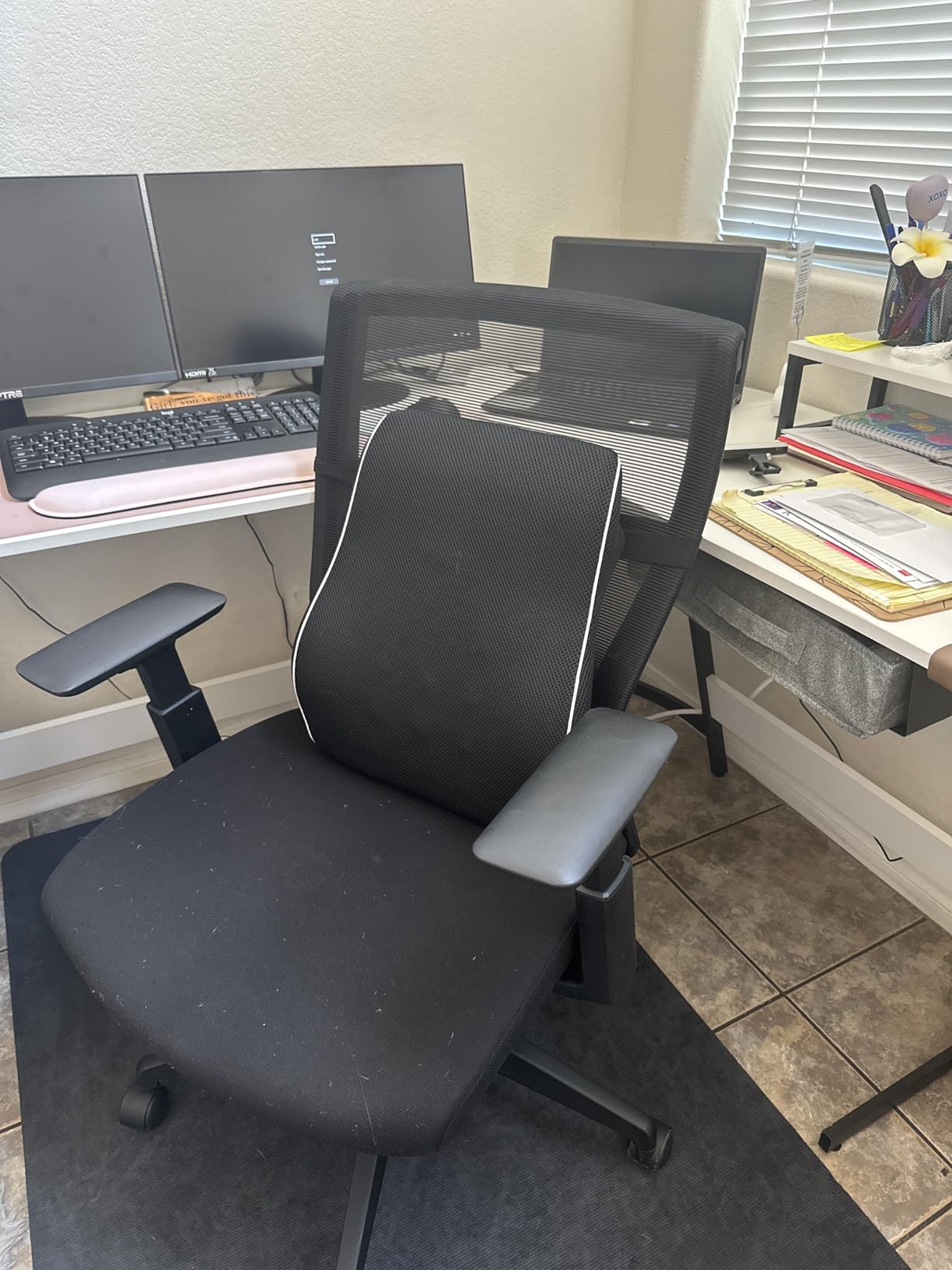 Lumbar Support Pillow for Office Chair, Office Home Essentials,Stocking Stuffers,Back Support Pillow for Car, Chair Cushions,Back Pain Relief Improve Posture,Mesh Cover Double Adjustable Straps - Customer Photo 3