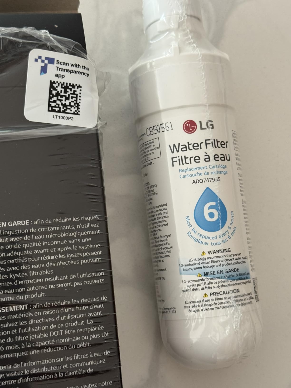 LG LT1000P - 6 Month / 200 Gallon Capacity Replacement Refrigerator Water Filter (NSF42, NSF53, and NSF401) ADQ74793501, ADQ75795105, AGF80300704, or AGF80300705 White - Customer Photo 3