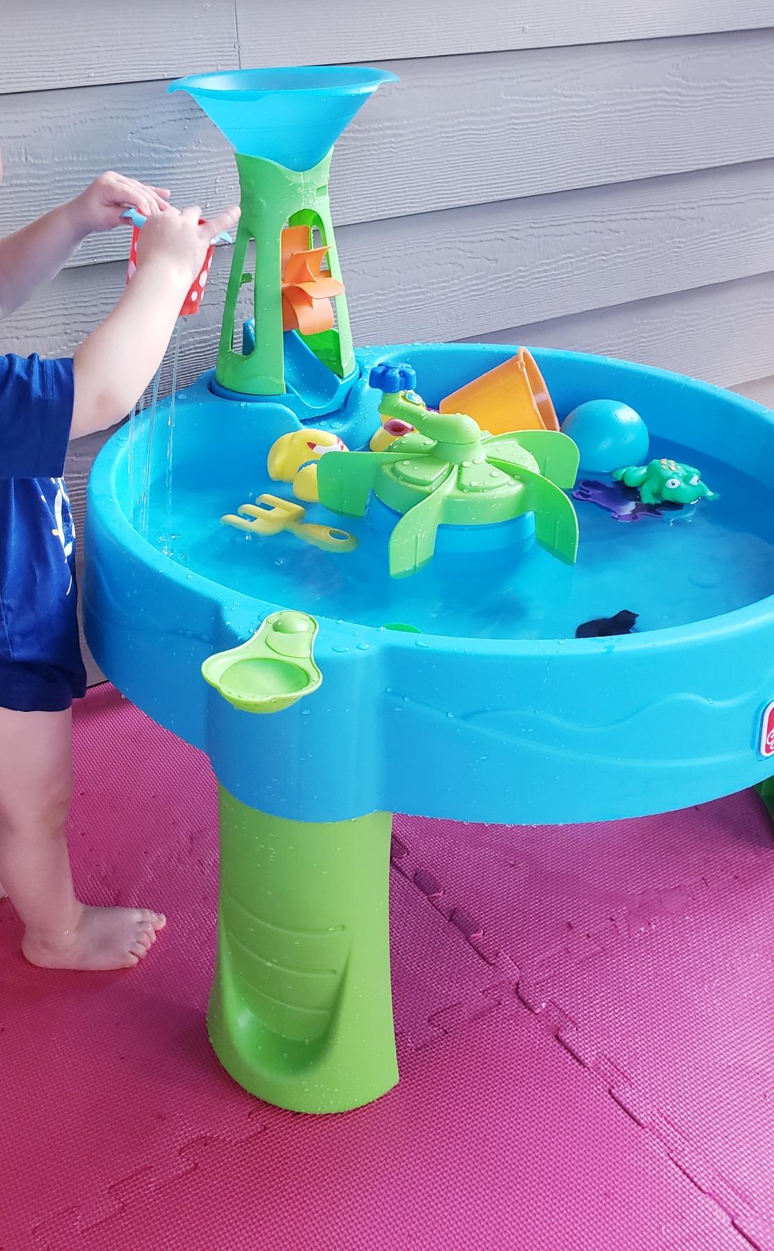 Step2 Summer Showers Splash Tower Water Table for Kids, Outdoor Kids Water Sensory Table, Ages 1.5+ Years Old, 8 Piece Water Toy Accessories, Blue & Green - Customer Photo 1