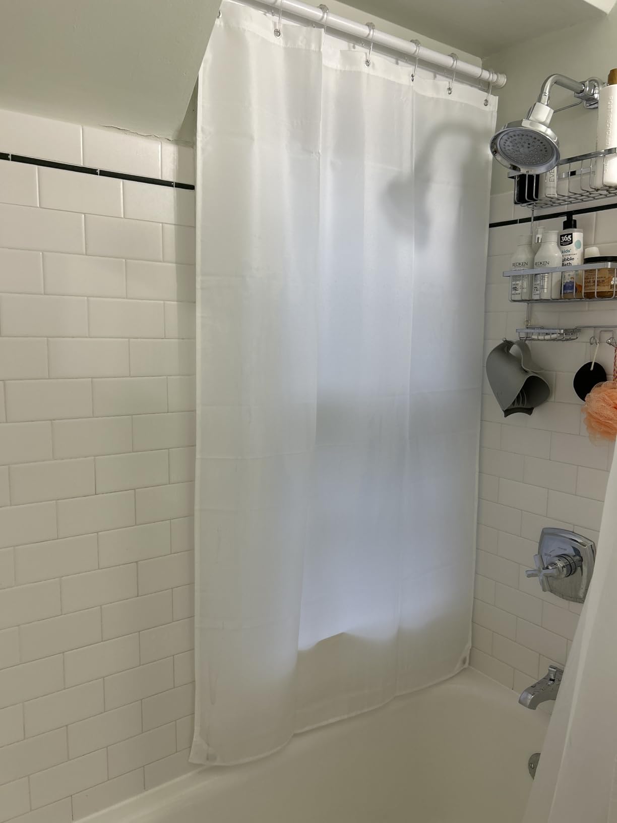 N&Y HOME Fabric Shower Curtain Liner Solid White with Magnets, Hotel Quality, Machine Washable, 70 x 72 inches for Bathroom Customer Review N&Y HOME Fabric Shower Curtain Liner Solid White with Magnets, Hotel Quality, Machine Washable, 70 x 72 inches for Bathroom - Customer Photo 1