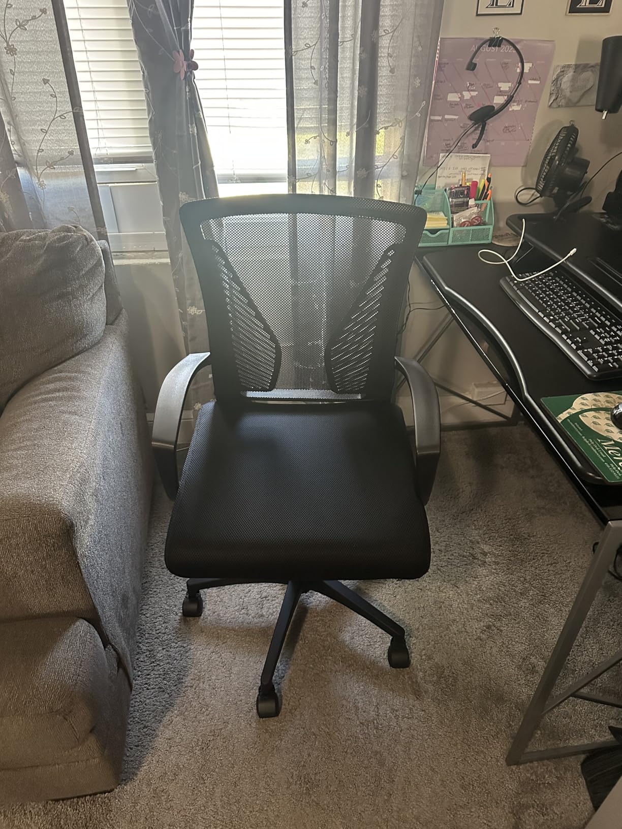 Furmax Office Chair Ergonomic Computer Desk Mesh Chair Mid Back Swivel Lumbar Support with Armrest (1, Black) - Customer Photo 3
