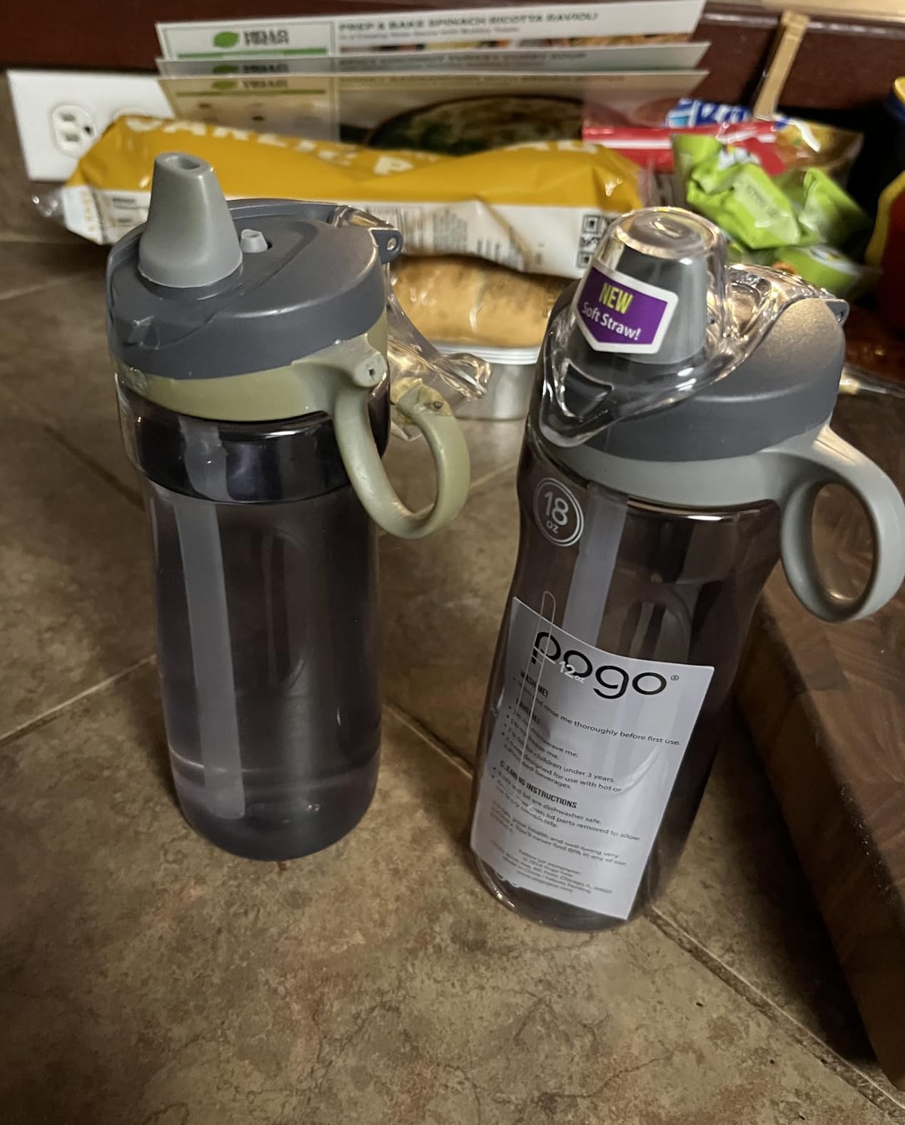 Pogo 18oz Plastic Water Bottle with Straw Lid with Carry Handle, Reusable, BPA Free, Dishwasher Safe, Perfect for Travel, School, Outdoors, and Gym - Customer Photo 1