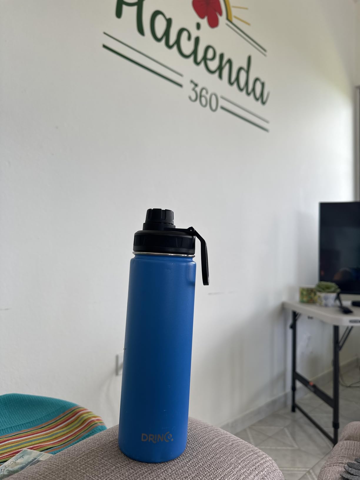 Drinco Stainless Steel Water Bottle Spout Lid Vacuum Insulated Double Wall Water Bottle Wide Mouth (40oz 32oz 22oz 18oz 14oz) Leak Proof Keep Cold Sport Camping Hiking (22 oz, 22oz Black) - Customer Photo 1