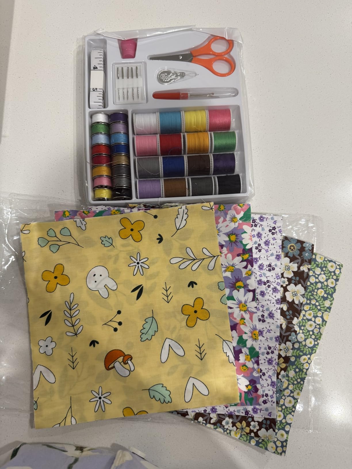 KPCB Tech Sewing Machine for Beginners [Full Set] with Finger Guard and Fabric Bundles - Mini Sewing Machine with Sewing Kits, Foot Pedal, US Adapter and Extension Table - Customer Photo 2