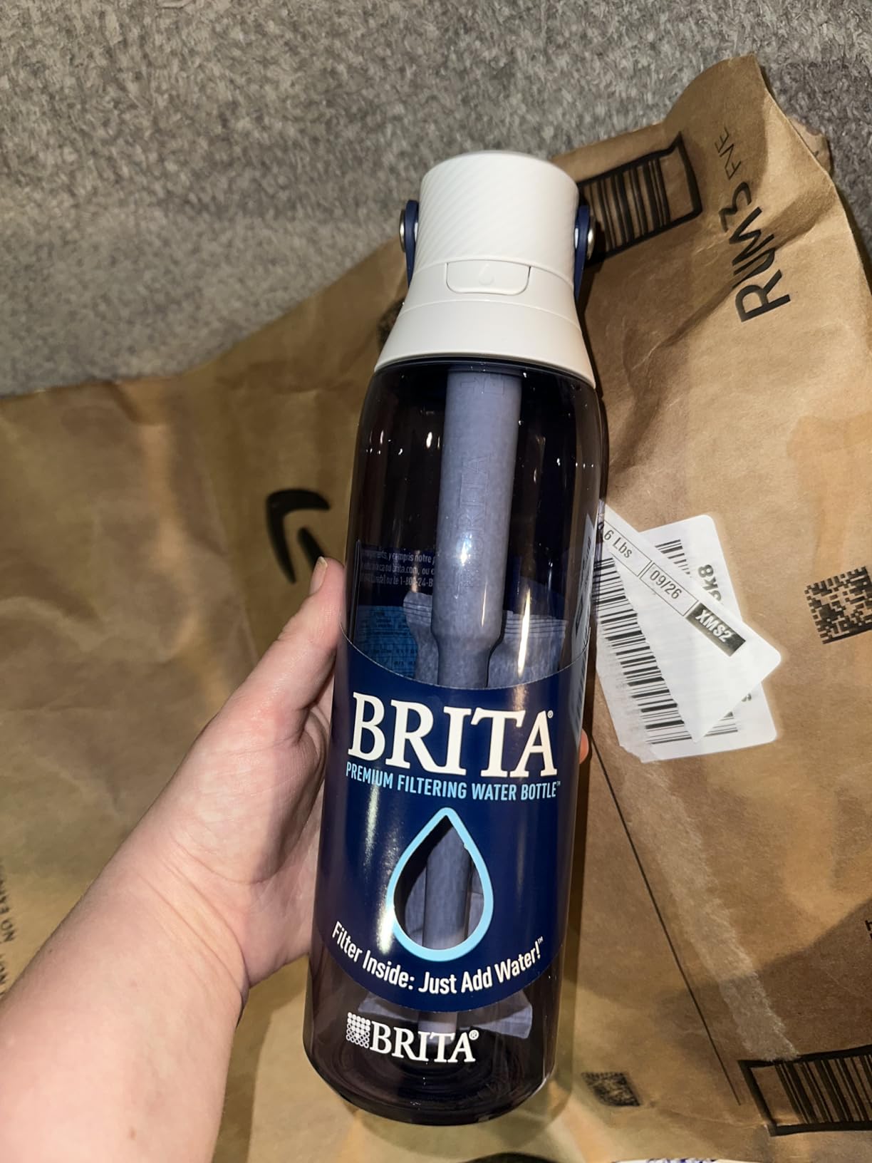 Brita Hard-Sided Plastic Premium Filtering Water Bottle, BPA-Free, Reusable, Replaces 300 Plastic Water Bottles, Filter Lasts 2 Months or 40 Gallons, Includes 1 Filter, Night Sky - 26 oz. - Customer Photo 1