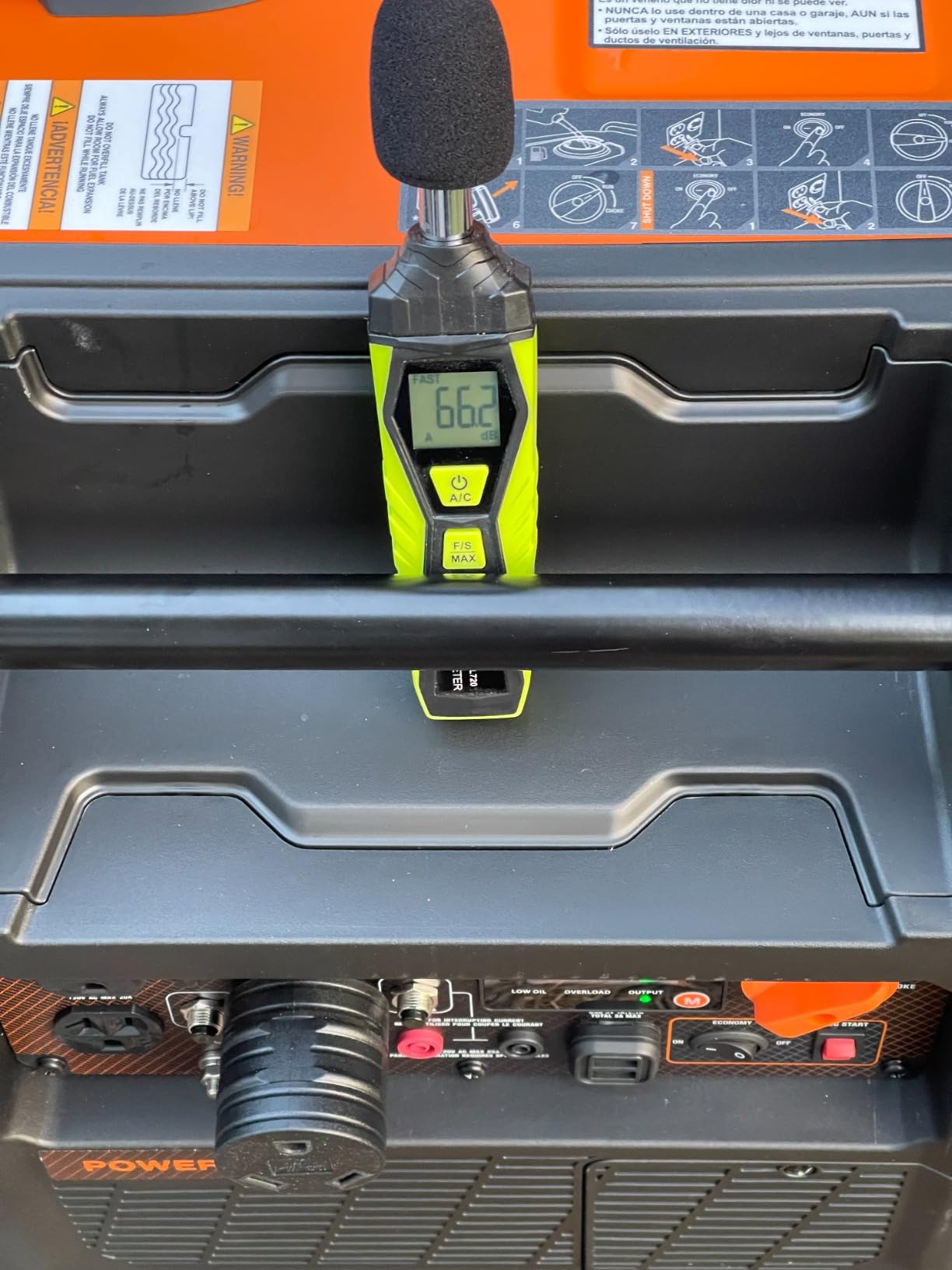 Generac 7127 iQ3500 3,500-Watt Gas-Powered Portable Inverter Generator - Durable, Lightweight Design - Speed Selection for Quiet Performance or Maximum Power - CARB Compliant - Orange/Black - Customer Photo 2