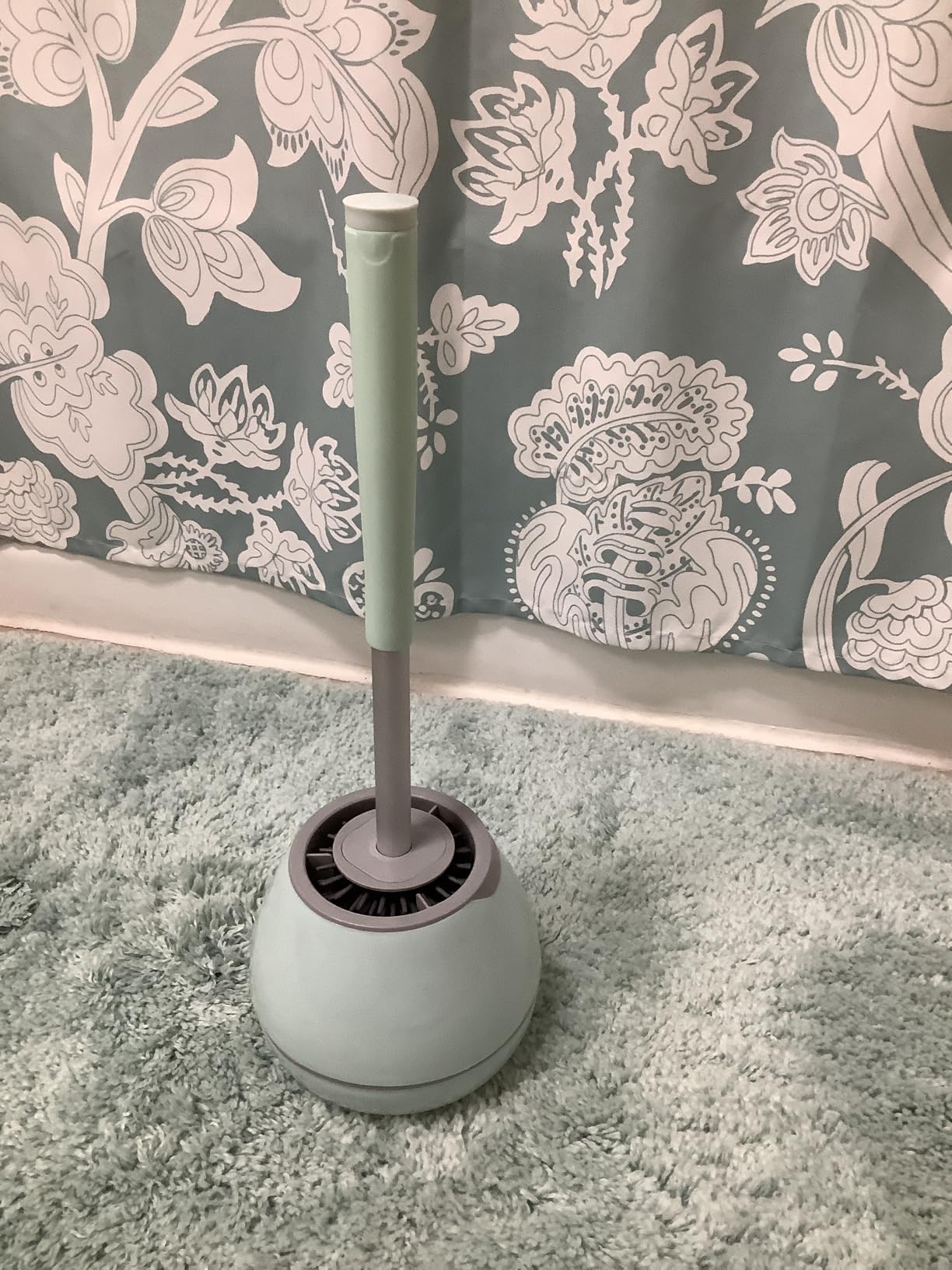 BOOMJOY Toilet Brush and Holder Set, Silicone Toilet Bowl Cleaner Brush, Bathroom Cleaning Bowl Kit with Tweezers, Bathroom Accessories with Aluminum Handle - White - Customer Photo 1
