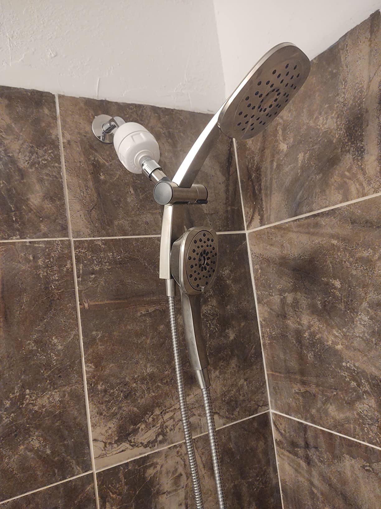 Hibbent All Metal Shower Head Swivel Ball Joint Adapter, Solid Brass Adjustable Shower Arm Connector, Showerhead Extension, Universal Showering Component, Polished Chrome - Customer Photo 2