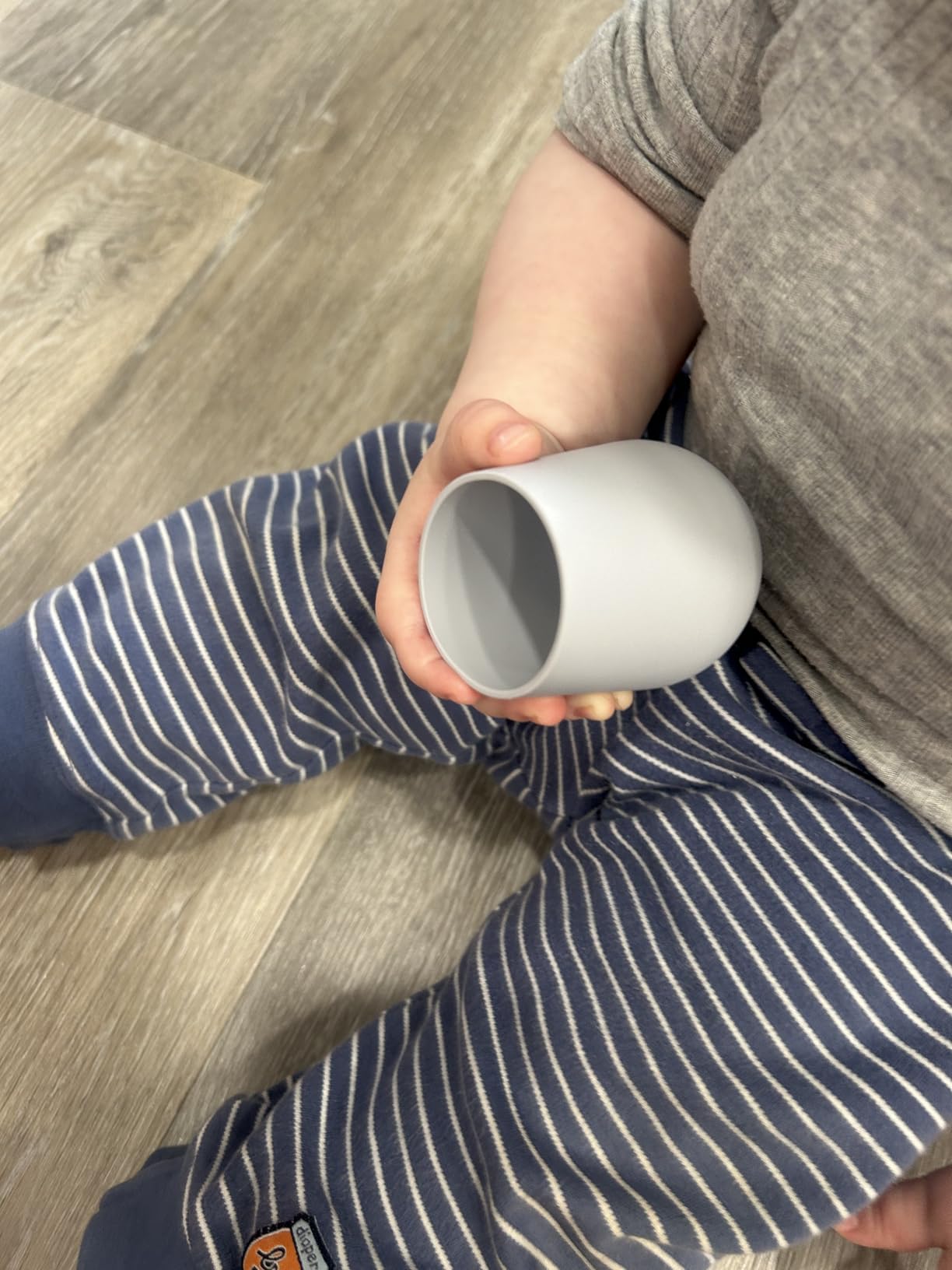 ezpz Tiny Cup (Blue) - 4 months+ - 100% Silicone Training Cup for Infants - Designed by a Pediatric Feeding Specialist - Baby-Led Weaning Essentials & Baby Gifts - Customer Photo 1