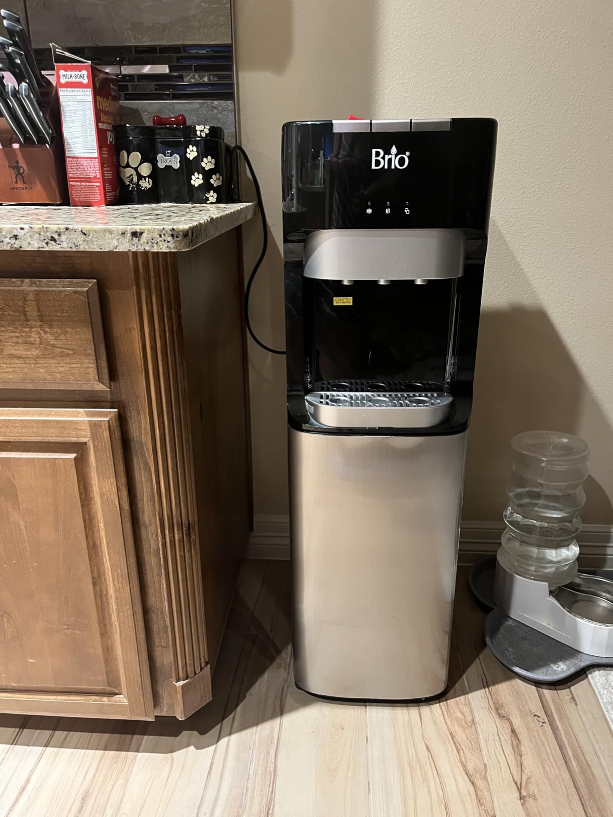 Brio Bottom Loading Water Cooler Dispenser for 5 Gallon Bottles - 3 Temperatures with Hot, Room & Cold Spouts, Child Safety Lock, LED Display with Empty Bottle Alert, Stainless Steel - Customer Photo 1