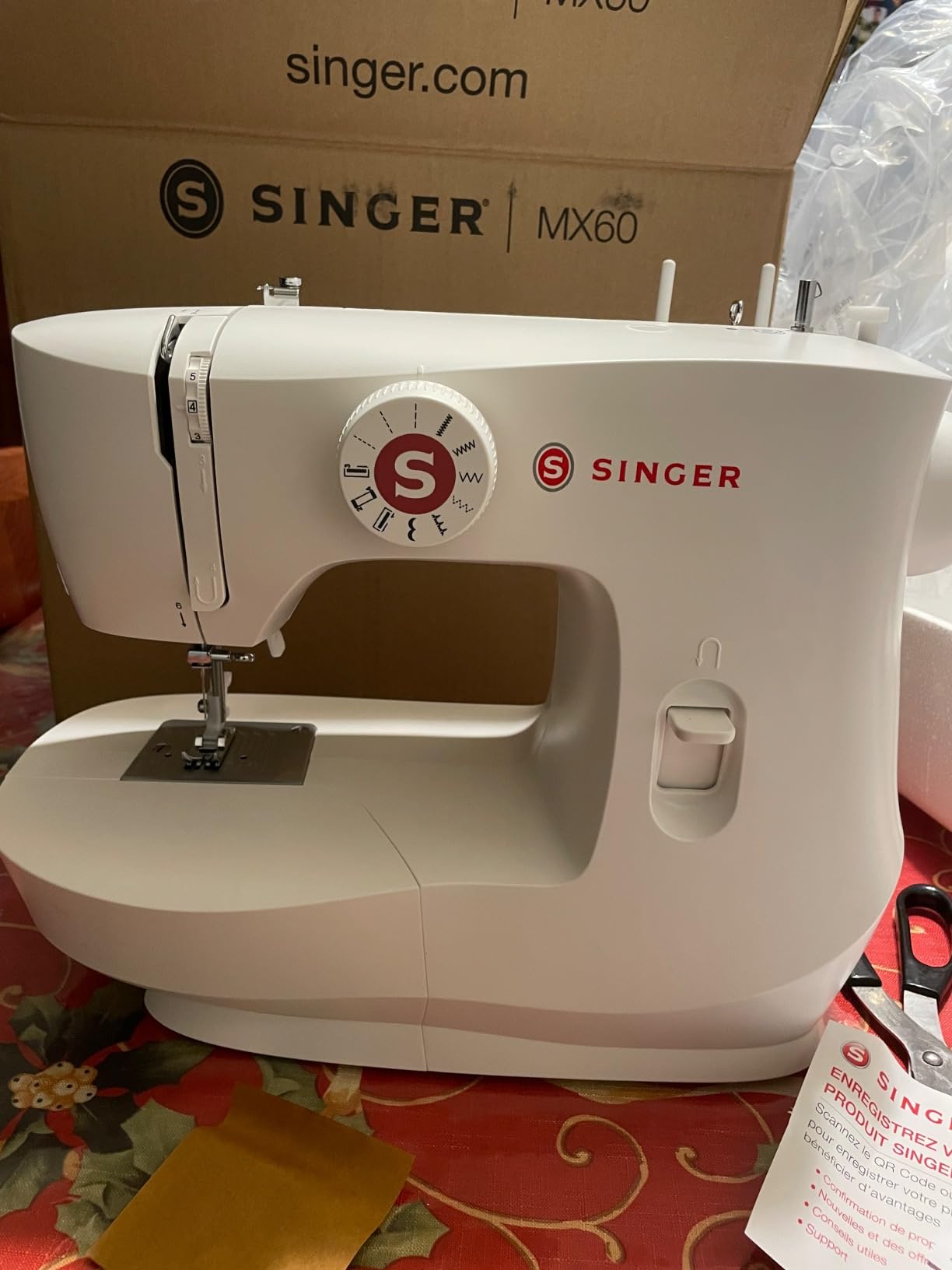 SINGER MX60 Lightweight & Portable Sewing Machine with Accessory Kit & Foot Pedal | 57 Stitch Applications, LED Light & 4-step Buttonhole | Great for Crafts & Mending - Customer Photo 2