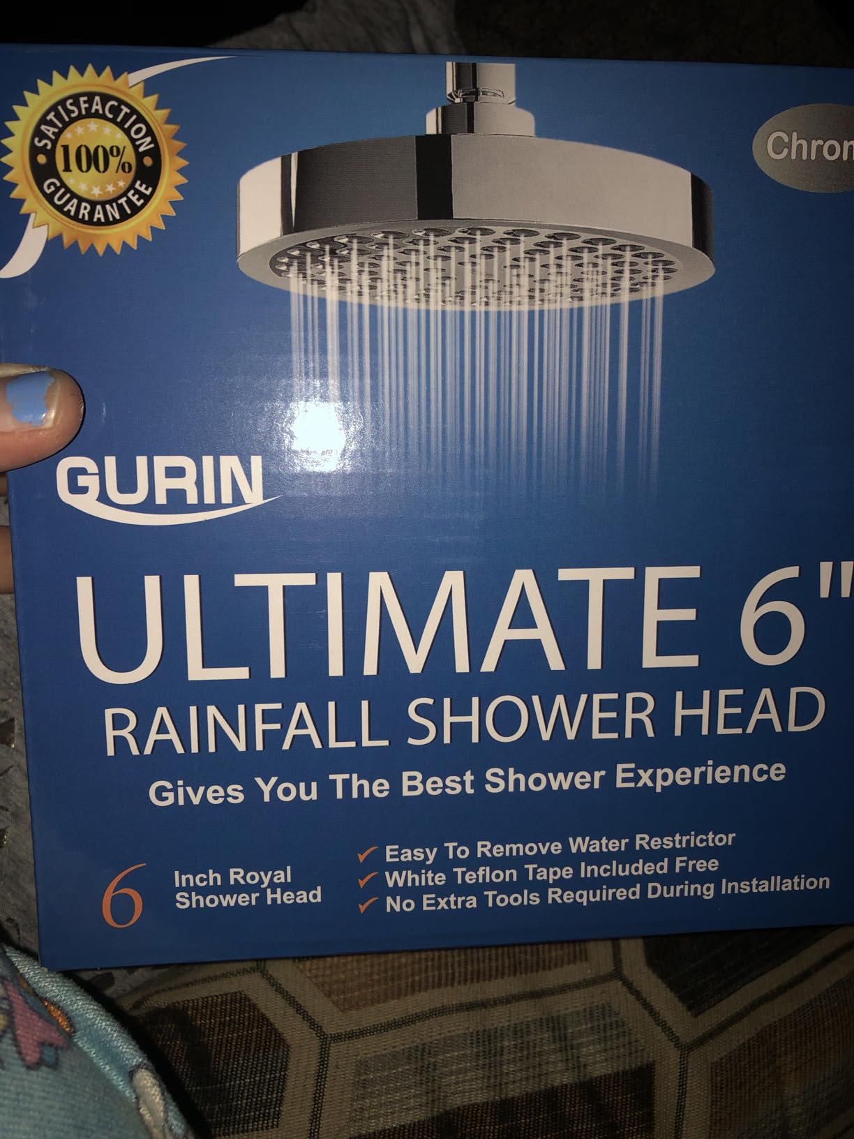 GURIN Shower Head High Pressure Rain Shower head - 6 Inch Luxury Design with Adjustable Angles, Anti-Clogging Nozzles, Easy 1-Min Install, Premium Chrome Finish for Bathroom (2.5 GPM) - Customer Photo 1