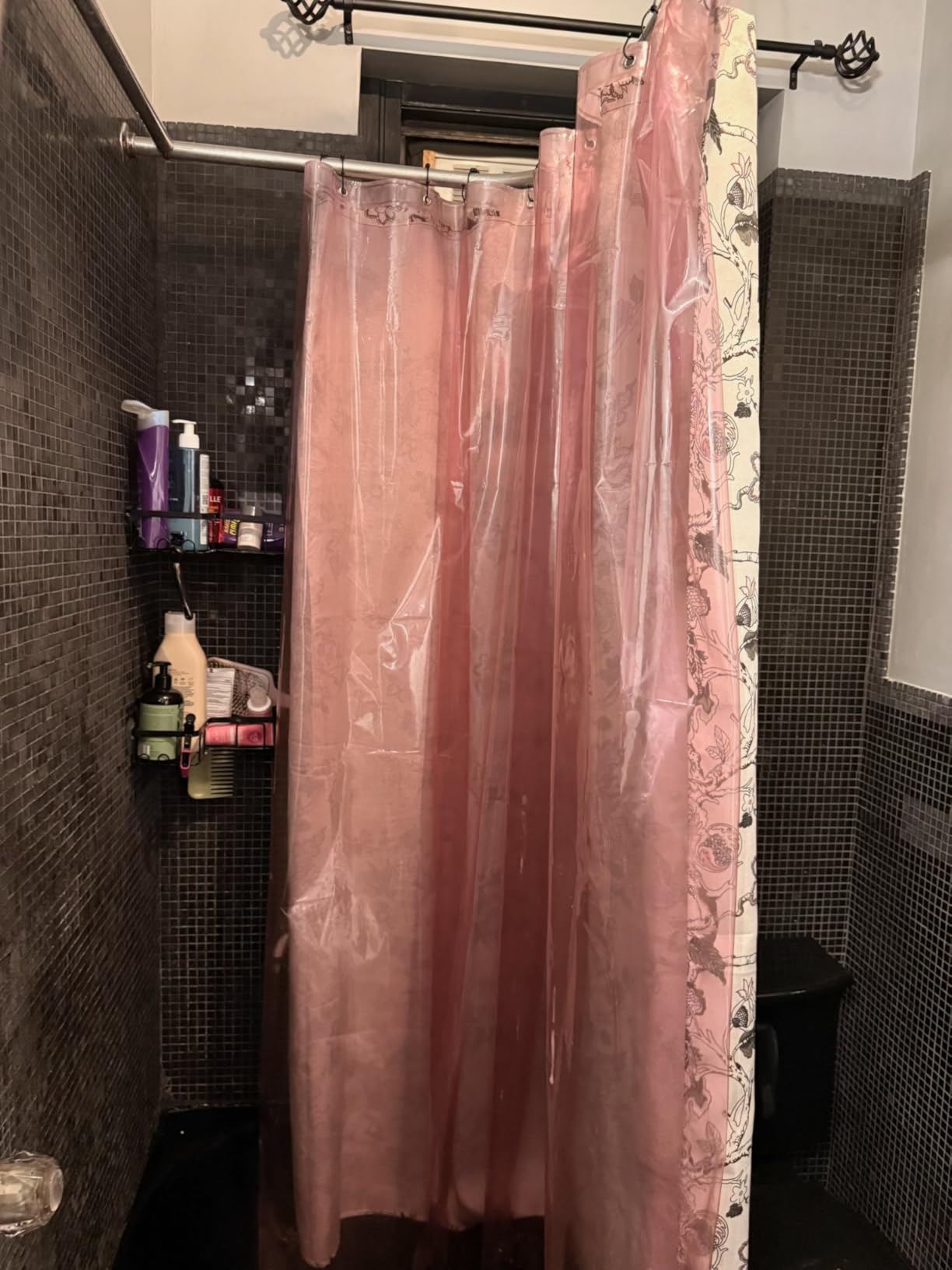 Shower Curtain Liner with 6 Magnets - Heavy Duty PEVA Plastic Shower Curtain for Bathroom, Waterproof Vinyl & See Through Bath Liner, Metal Grommets - Clear, 72x72 Customer Review Shower Curtain Liner with 6 Magnets - Heavy Duty PEVA Plastic Shower Curtain for Bathroom, Waterproof Vinyl & See Through Bath Liner, Metal Grommets - Clear, 72x72 - Customer Photo 1