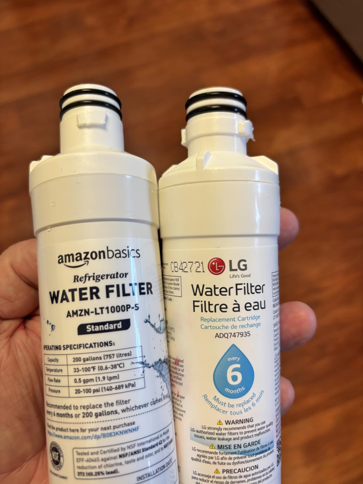Amazon Basics Replacement LG LT1000P Refrigerator Water Filter, 3-Pack, Standard Filtration - Customer Photo 2