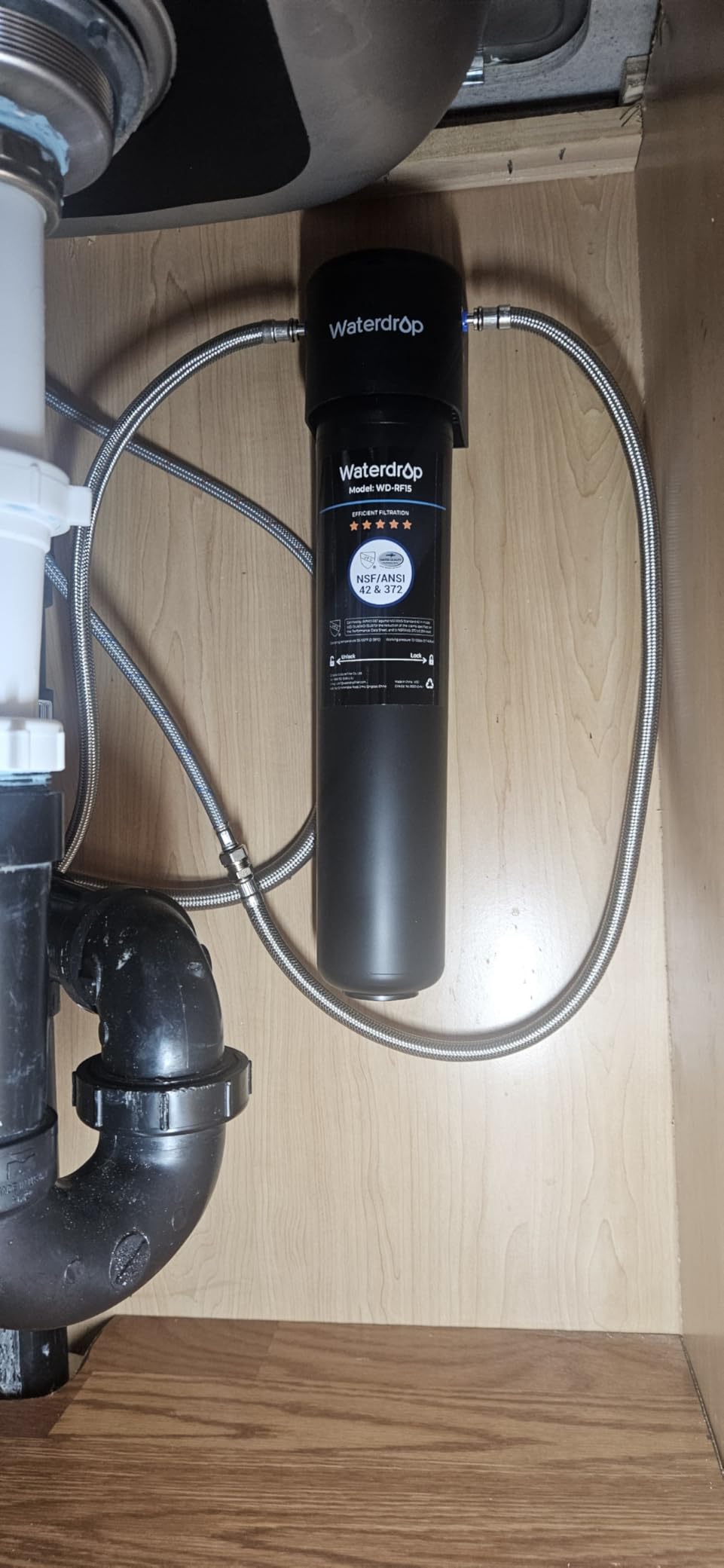 Waterdrop 15UA Under Sink Water Filter System, Reduces Lead, Chlorine, Bad Taste & Odor, Under Counter Water Filter Direct Connect to Kitchen Faucet, NSF/ANSI 42 Certified, 2 Year, USA Tech - Customer Photo 2