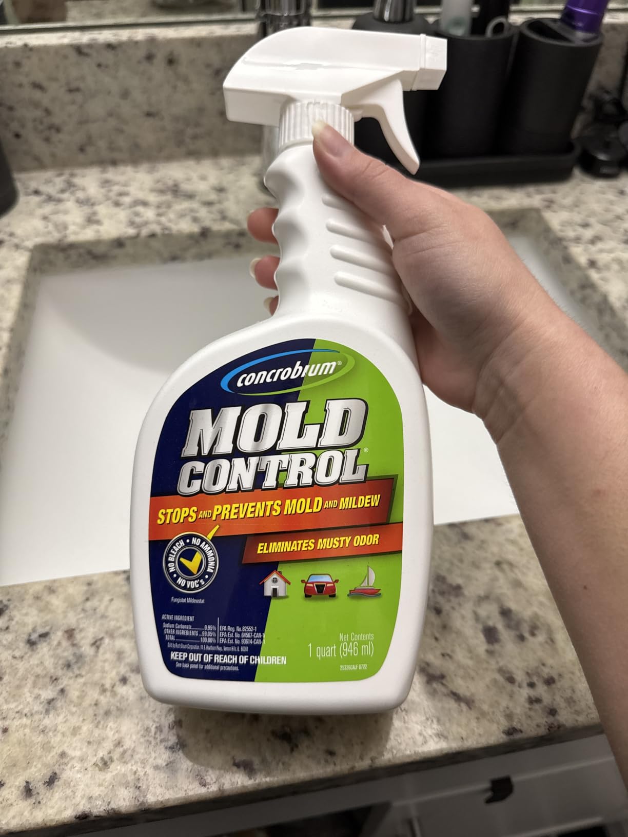 Concrobium Mold Control Aerosol, 14.1 oz – Eliminates & Prevents Mold – EPA Registered, Bleach-Free, Odorless, VOC-Free – For Indoor & Outdoor Surfaces, Mid-Sized Jobs, and Hard-to-Reach Areas - Customer Photo 1