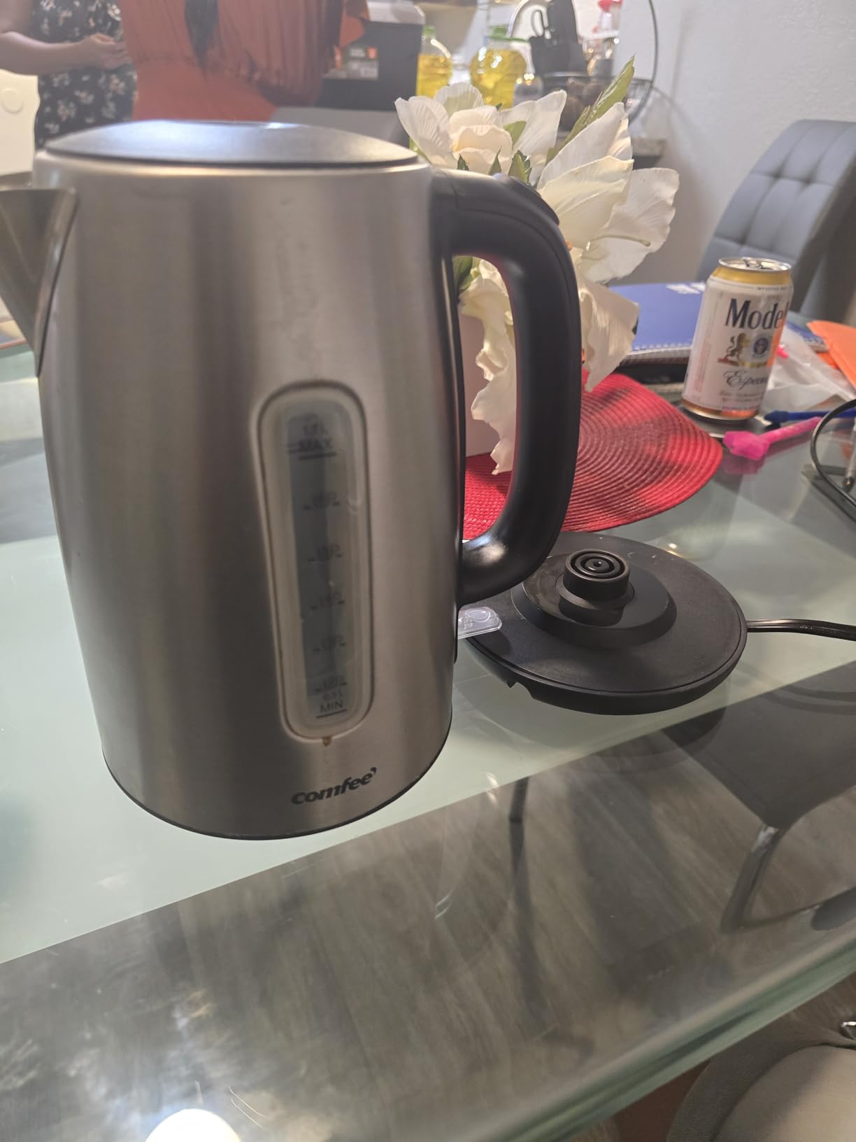 COMFEE' Stainless Steel Electric Kettle, 1.7 Liter Tea Kettle Electric & Hot Water Kettle, 1500W Fast Boil with LED Light, Auto Shut-Off and Boil-Dry Protection - Customer Photo 2