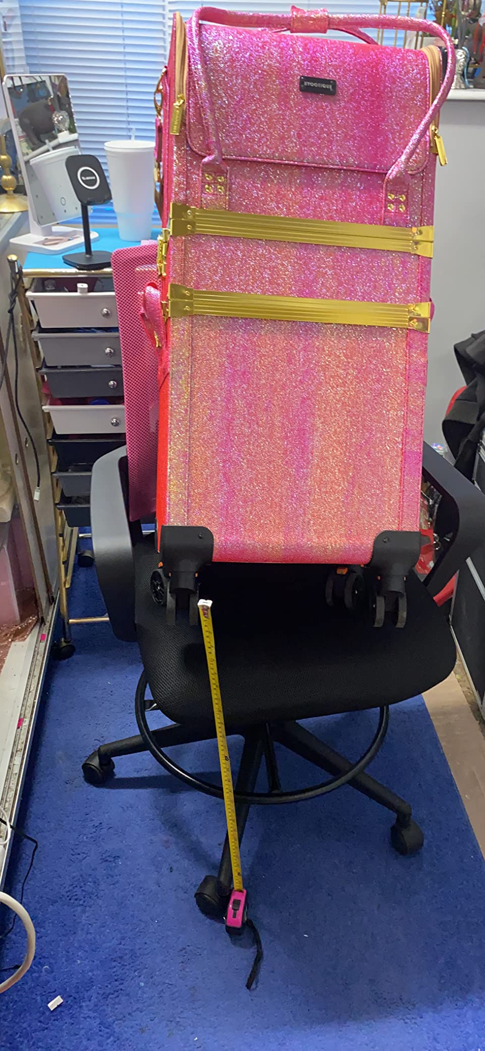 Drafting Chair Tall Office Chair Adjustable Swivel Rolling Mesh Height with Lumbar Support Arms Footrest Mid Back for Adults Standing Desk Drafting Stool (Black) - Customer Photo 2