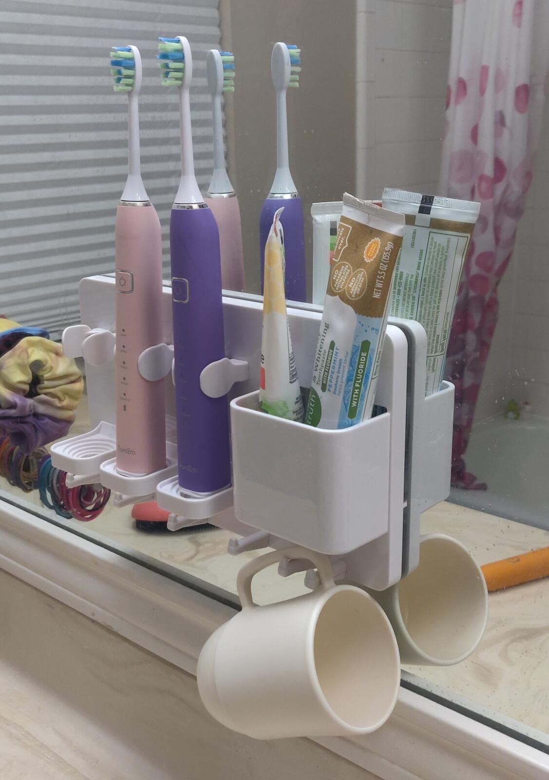 simpletome Adhesive Electric Toothbrush Holder Wall Mounted Razor Hanger Bathroom Organizer Box ABS (White) - Customer Photo 1