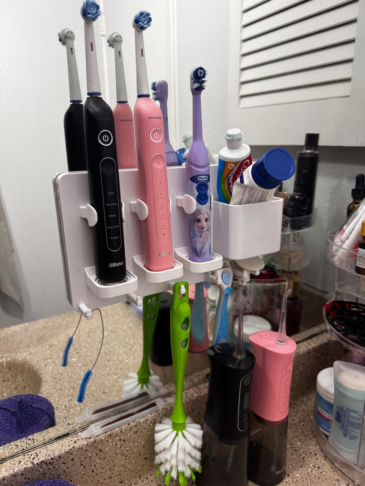 simpletome Adhesive Electric Toothbrush Holder Wall Mounted Razor Hanger Bathroom Organizer Box ABS (White) - Customer Photo 2